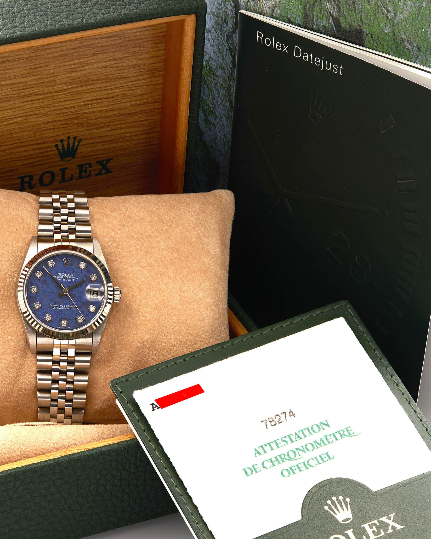 Rolex datejust 31 mm sodalite diamond dial ref 78274-6