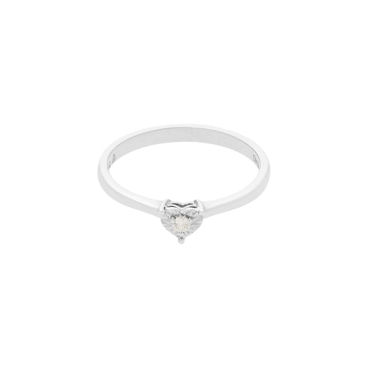 Anello solitario stroili castone a cuore in oro bianco con diamante 0,025 ct-1