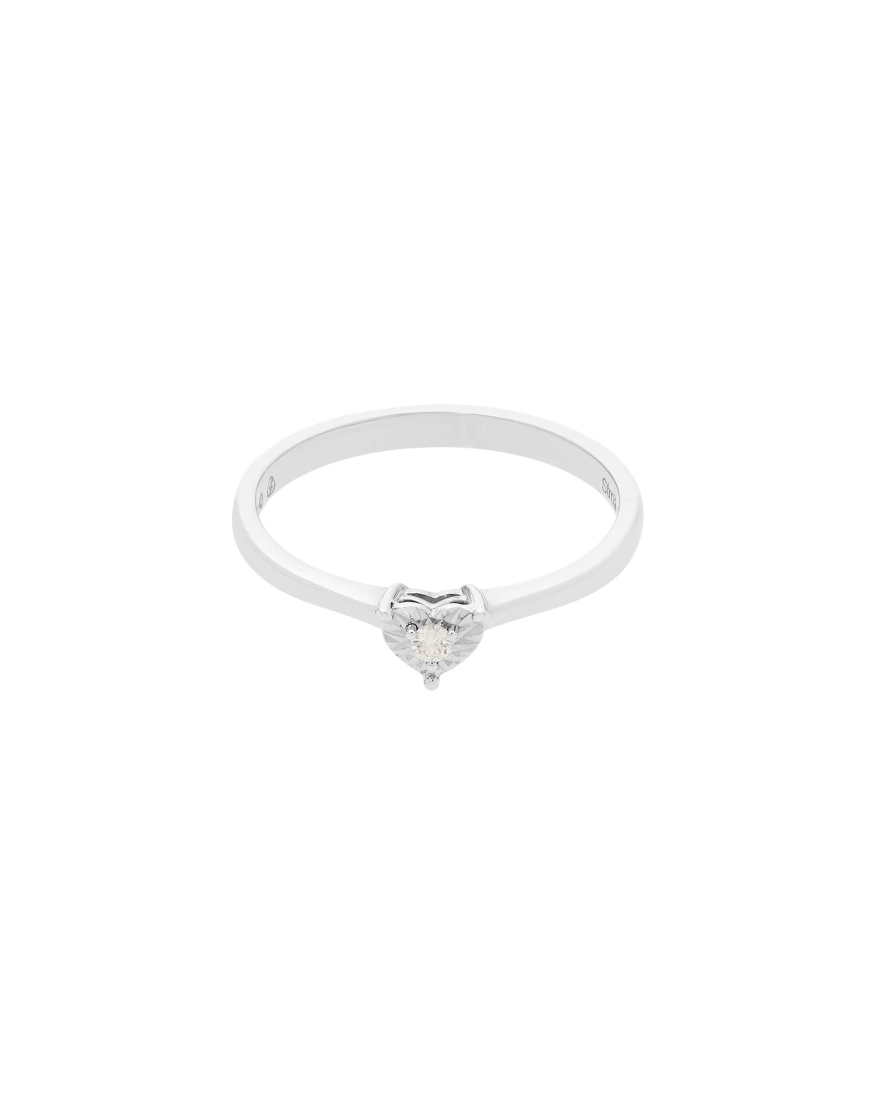 Anello solitario stroili castone a cuore in oro bianco con diamante 0,025 ct-1