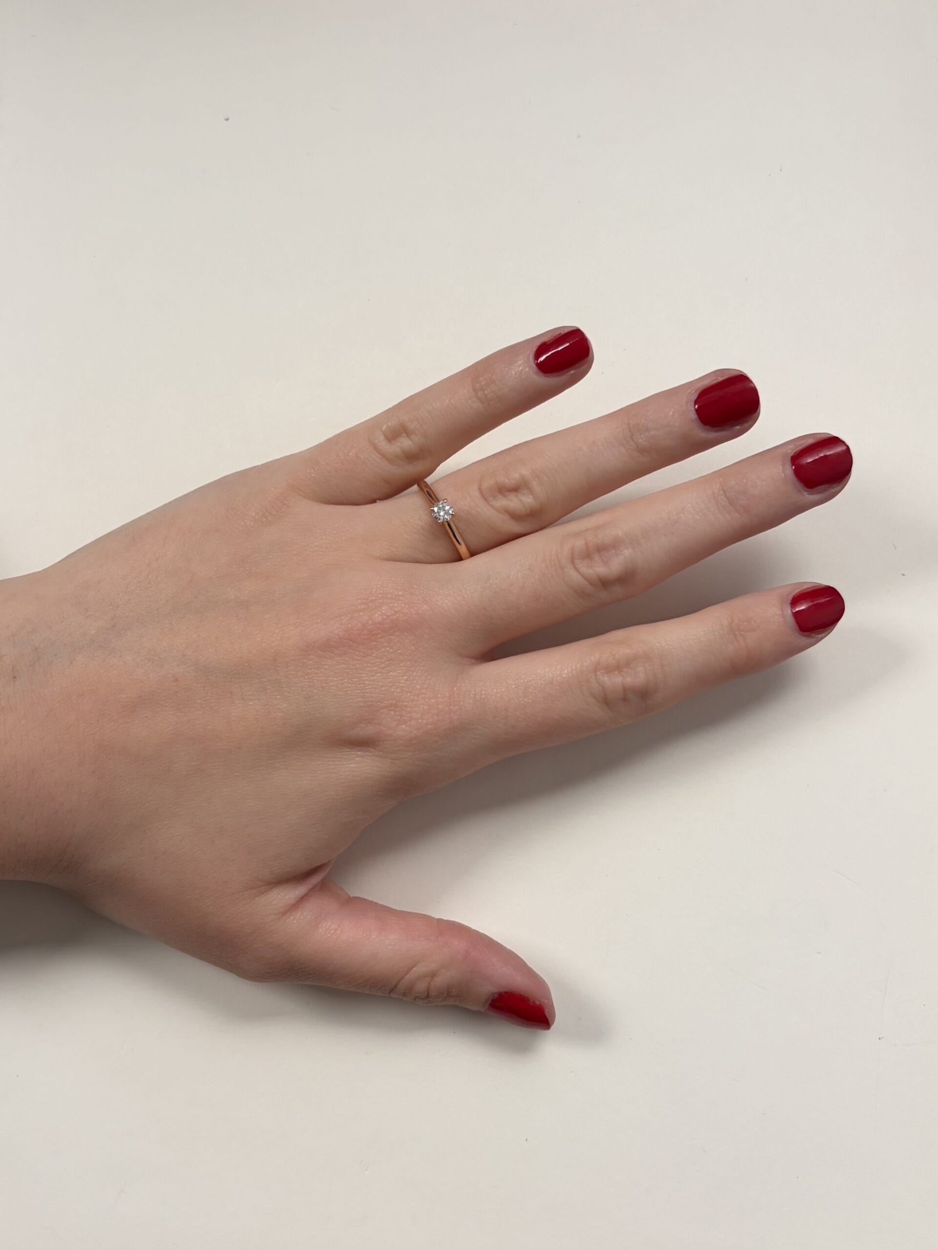 Anello solitario 1895 cartier in oro rosa con diamante 0,21 ct-5
