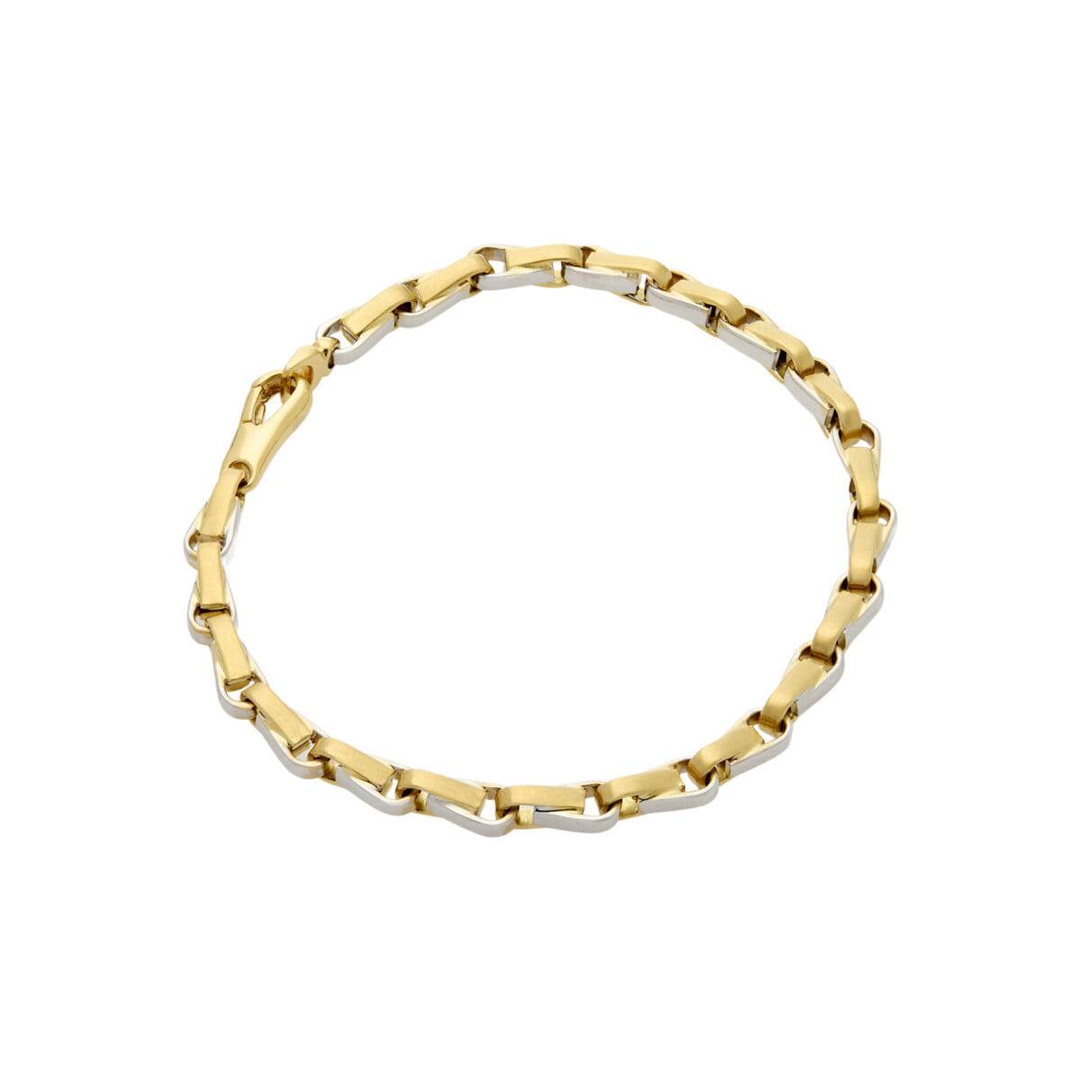Bracciale in oro giallo satinato e oro bianco lucido-1