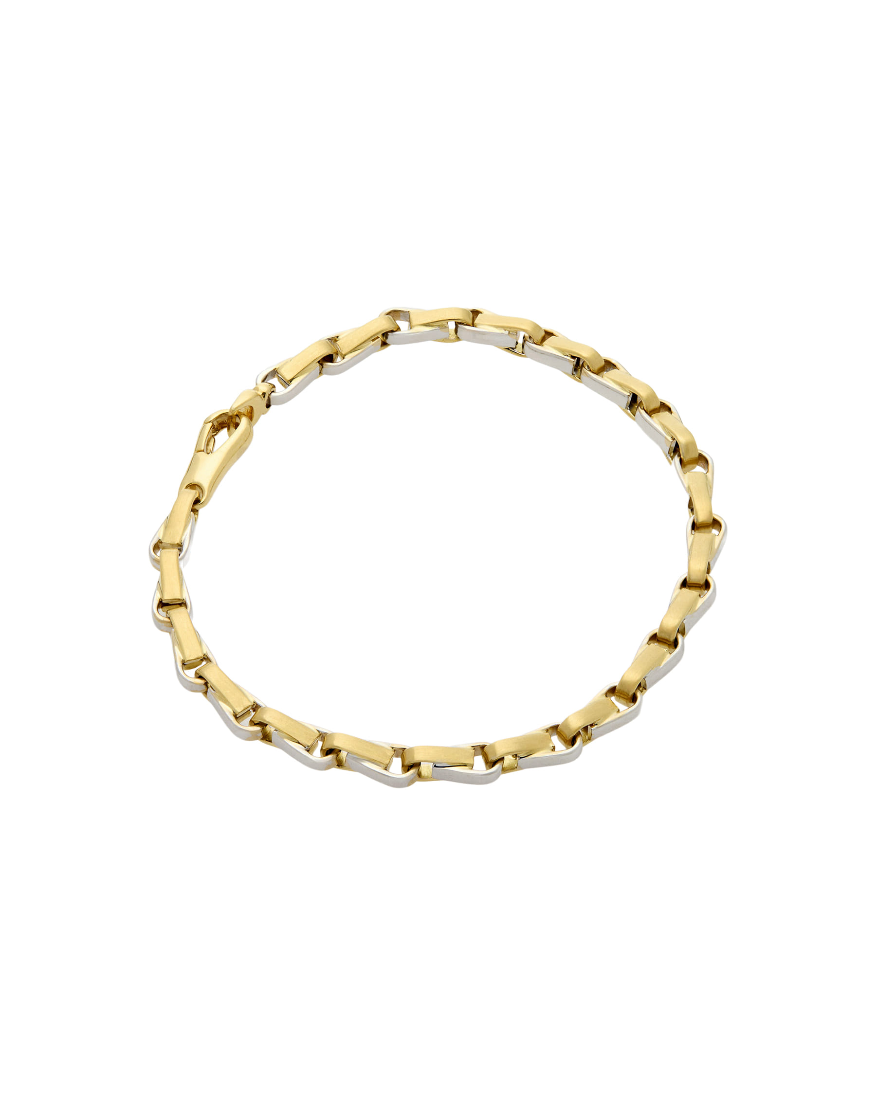 Bracciale in oro giallo satinato e oro bianco lucido-1