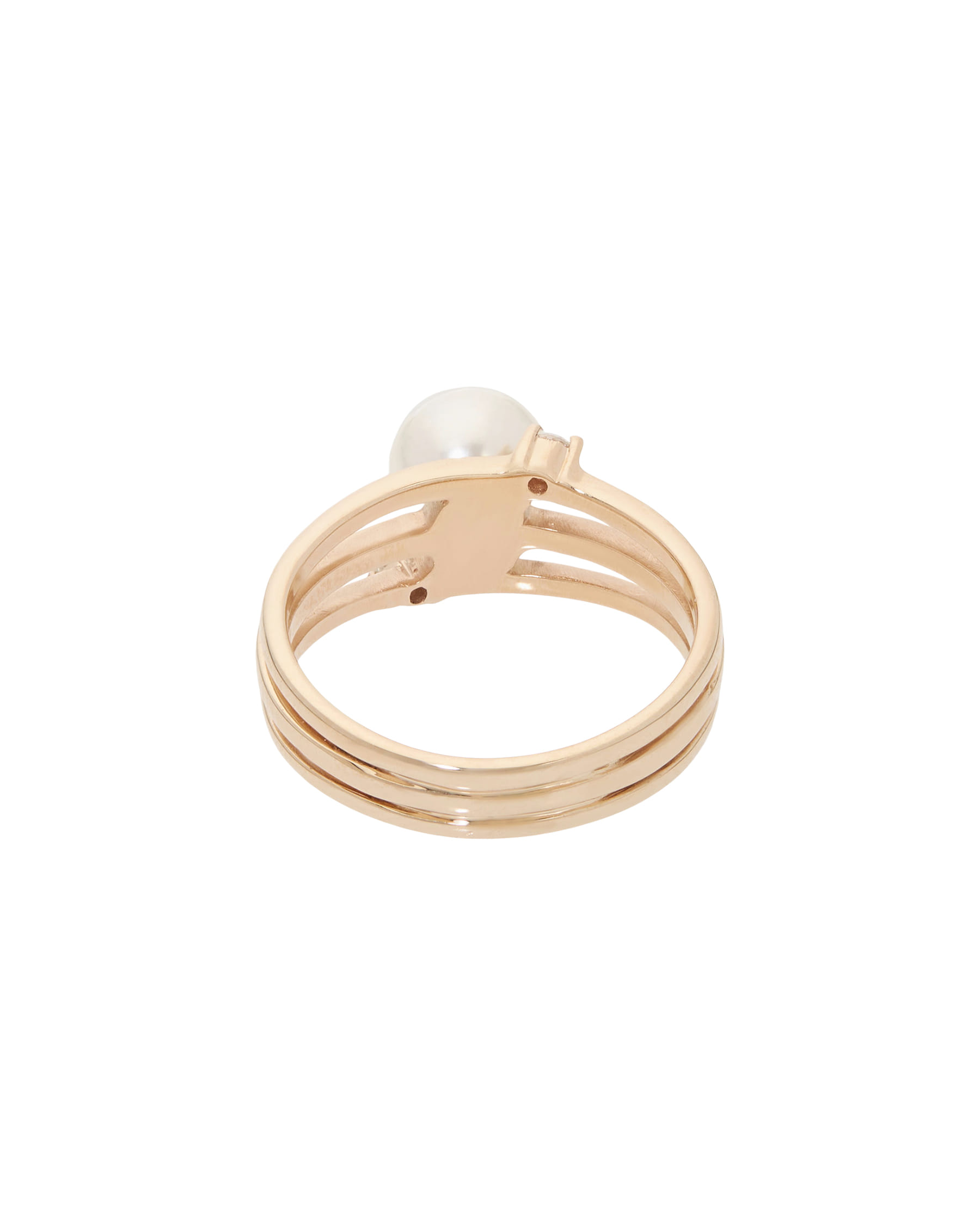 Anello in oro rosa con perla e diamanti-3