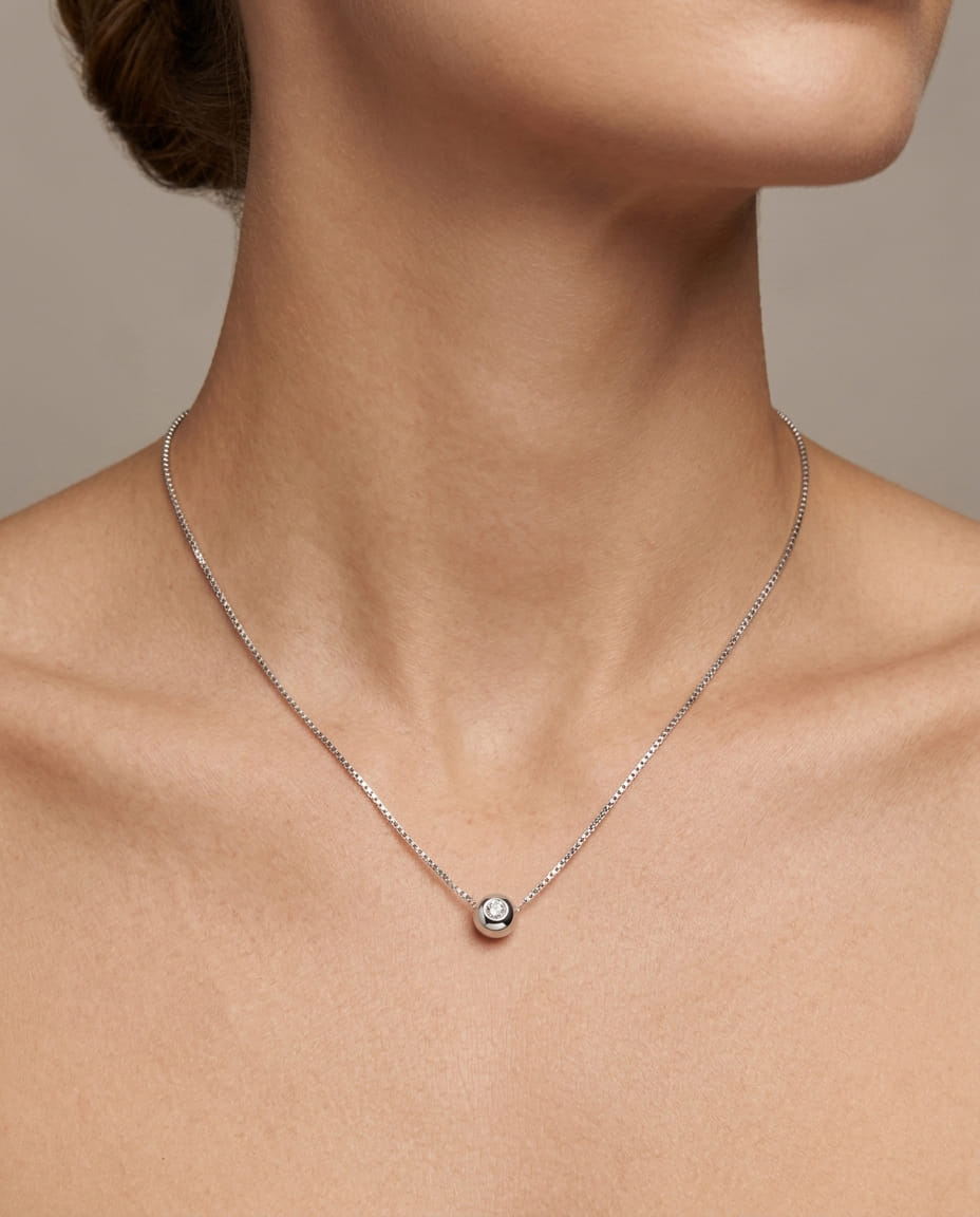 Catenina punto luce cipollino in oro bianco e diamante 0,07 ct-3