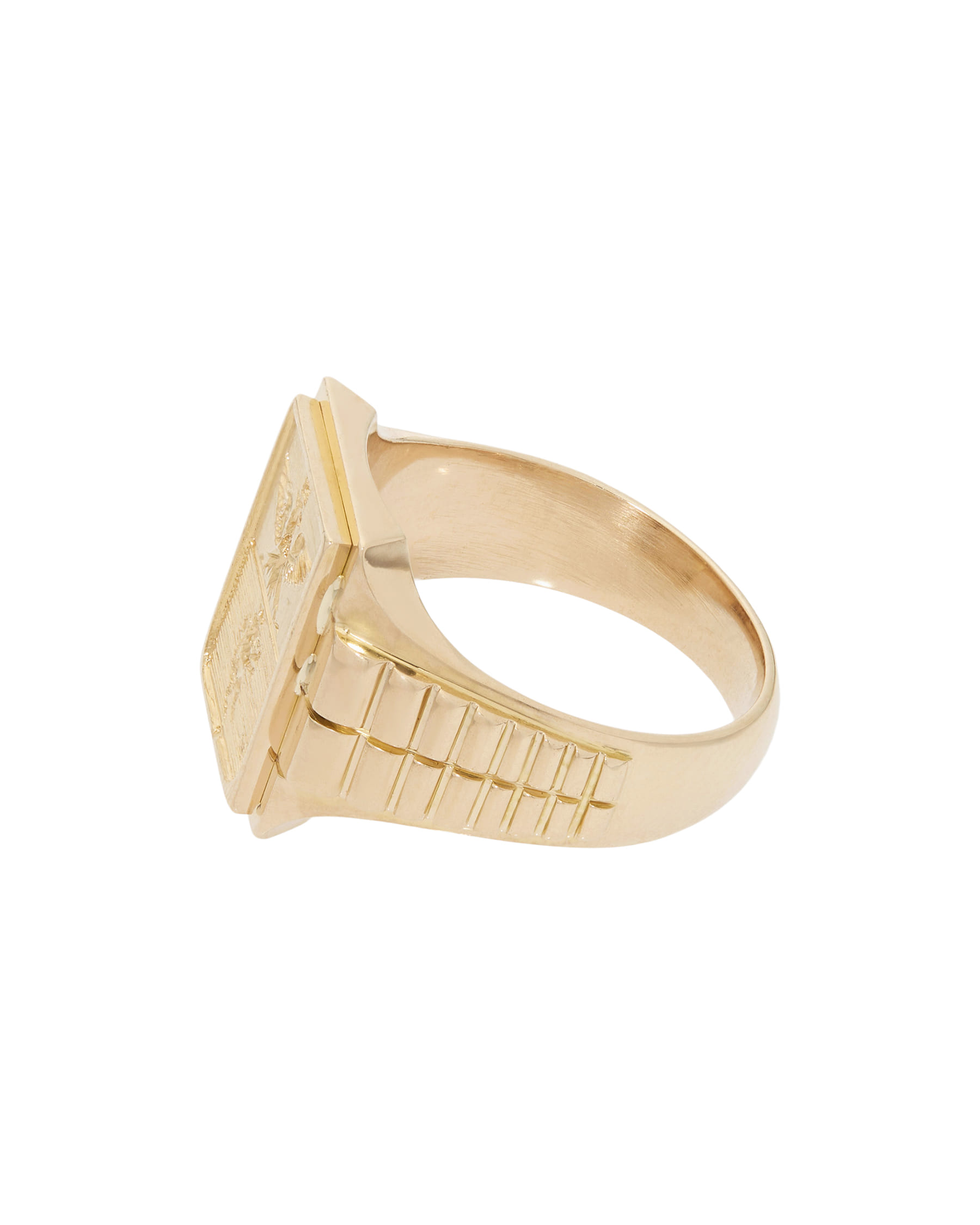 Anello sigillo in oro rosso con stemma aquila e leone-2