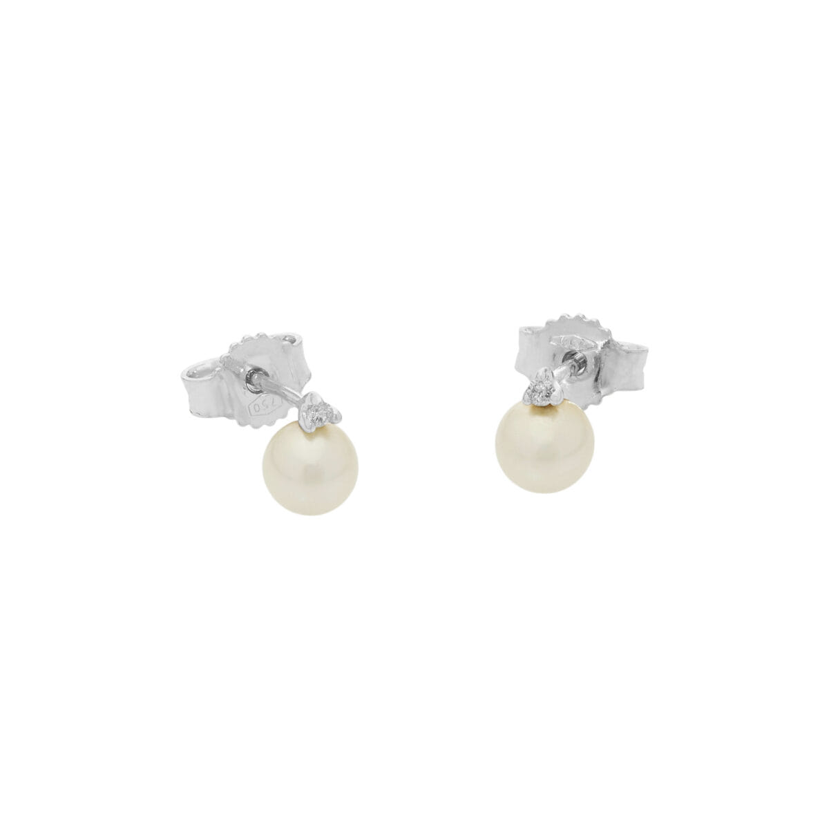 Orecchini in oro bianco con perle 5 mm e diamanti-1