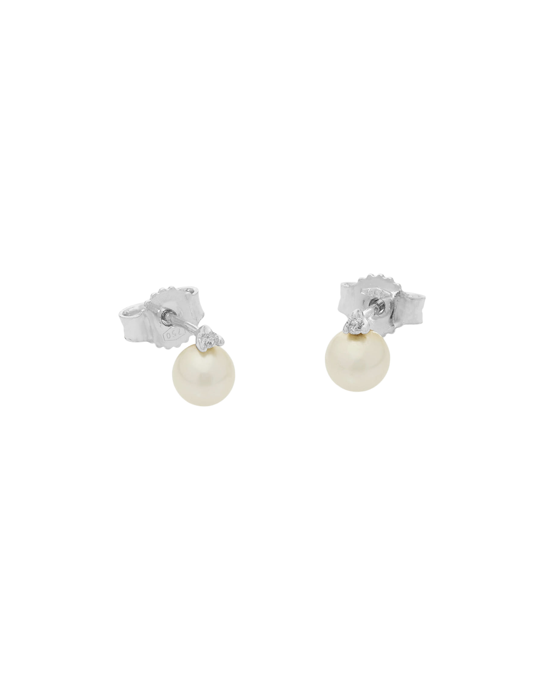 Orecchini in oro bianco con perle 5 mm e diamanti-1