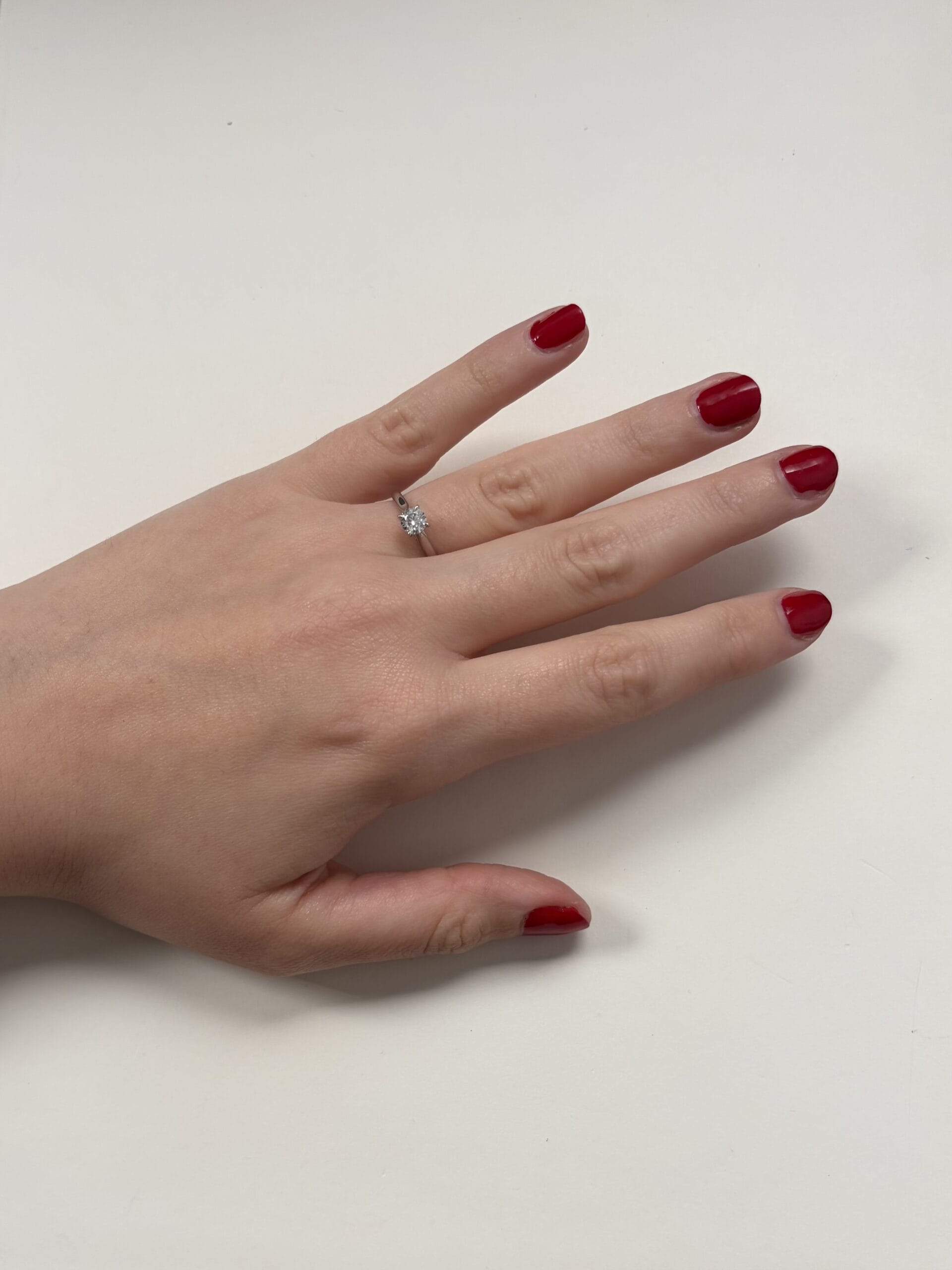 Anello solitario 1895 cartier in platino con diamante 0,39 ct-5
