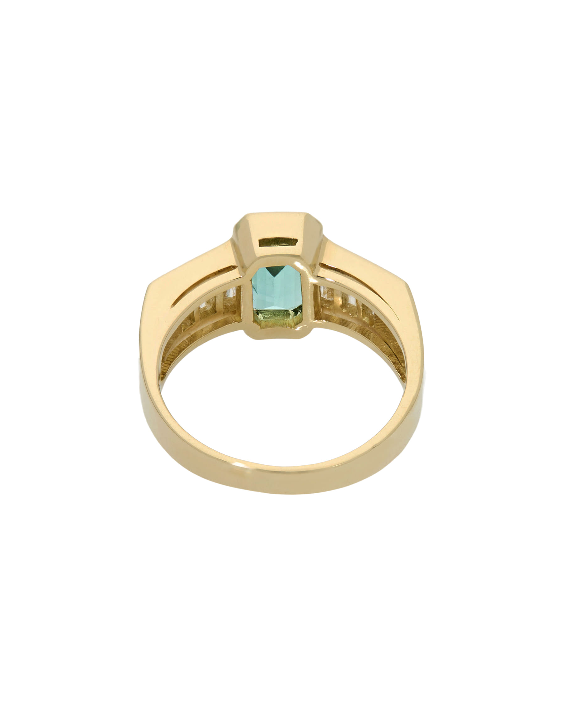 Anello in oro giallo con smeraldo e diamanti baguette-3