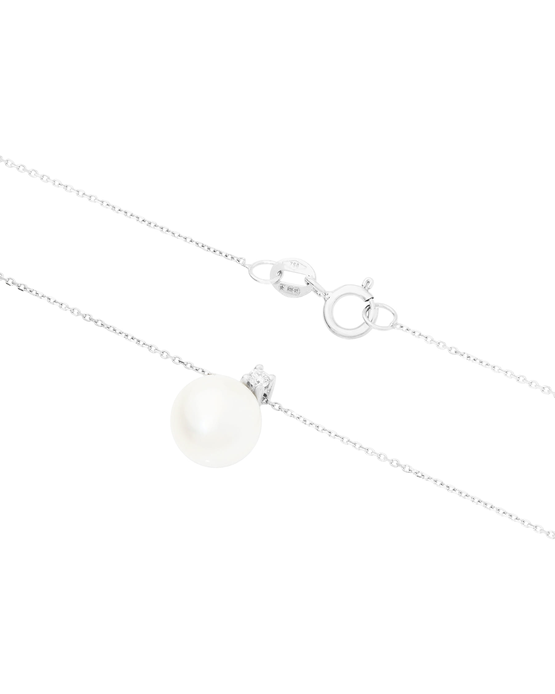 Catenina in oro bianco miluna con diamante e perla 8 mm-2