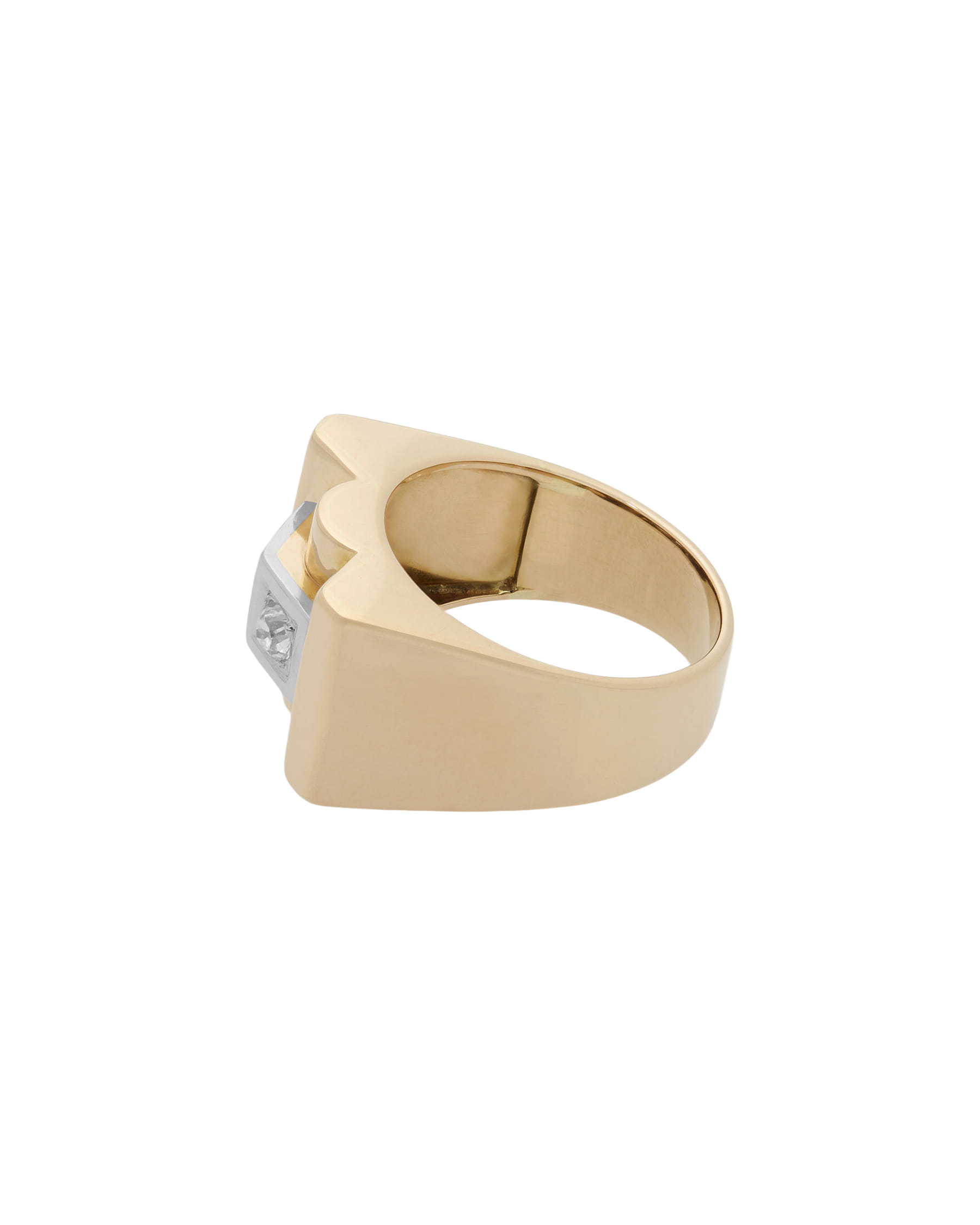 Anello art deco in oro rosso e bianco con diamanti-2
