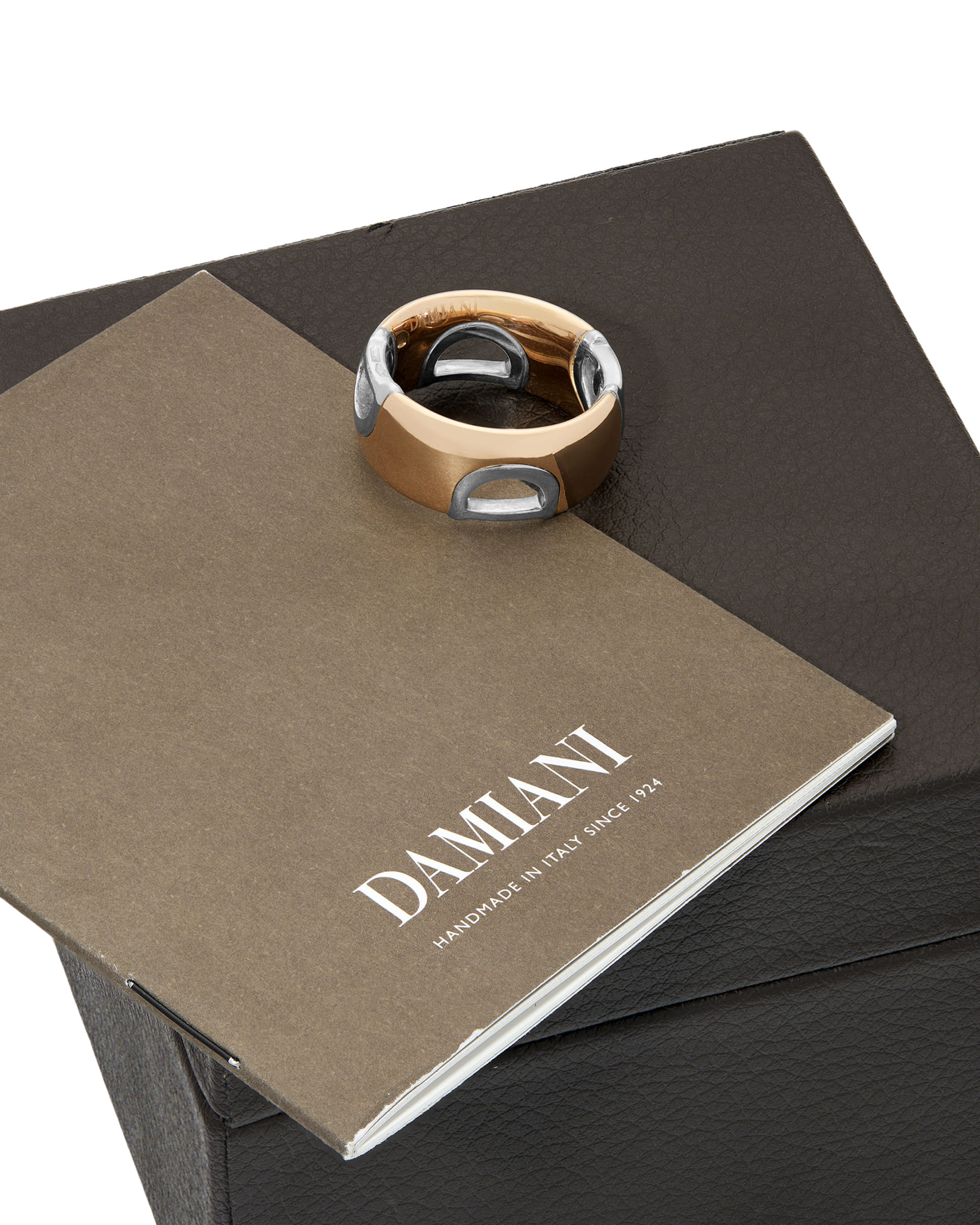 Anello d.icon damiani in oro rosa e bianco e diamante-3