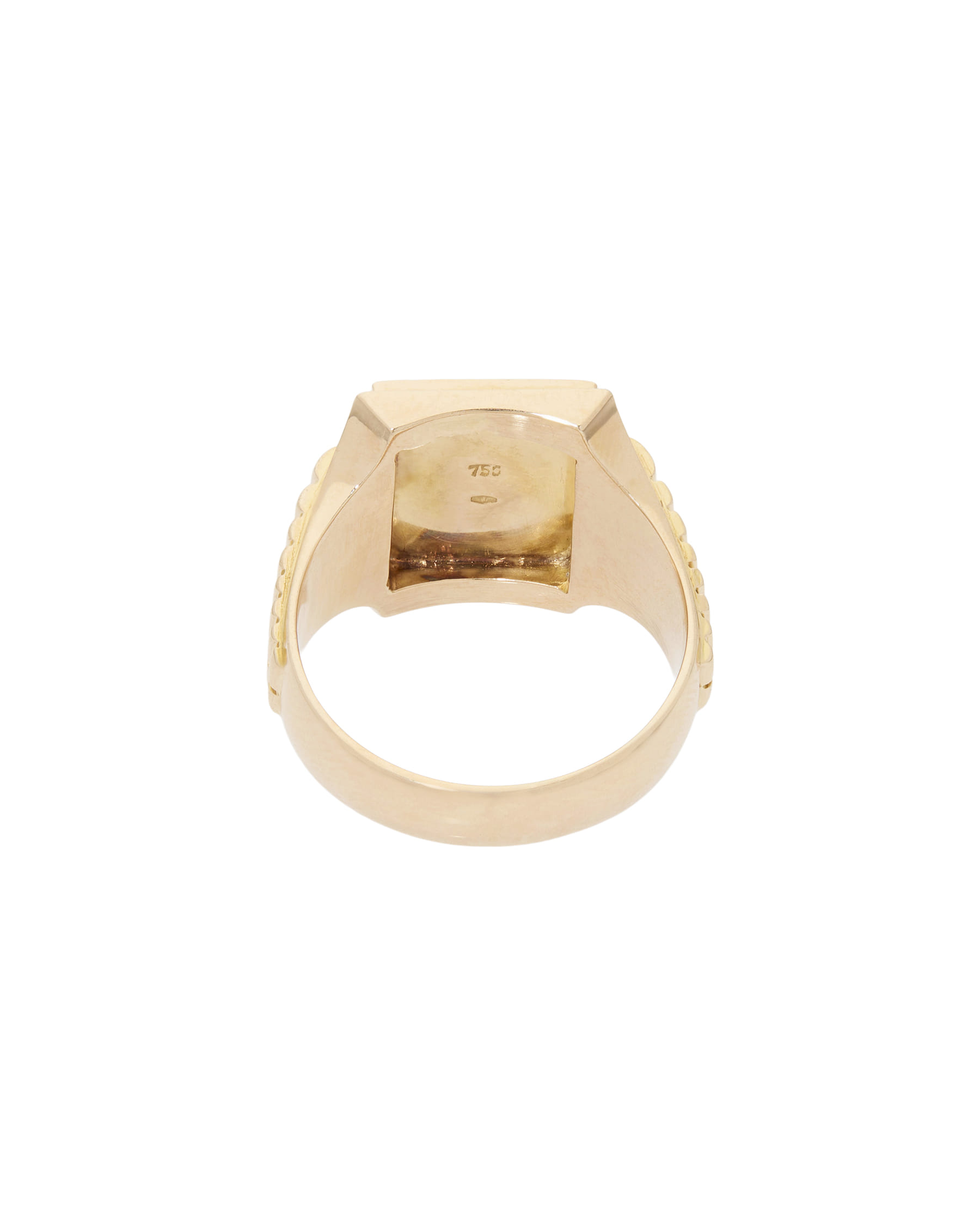 Anello sigillo in oro rosso con stemma aquila e leone-3