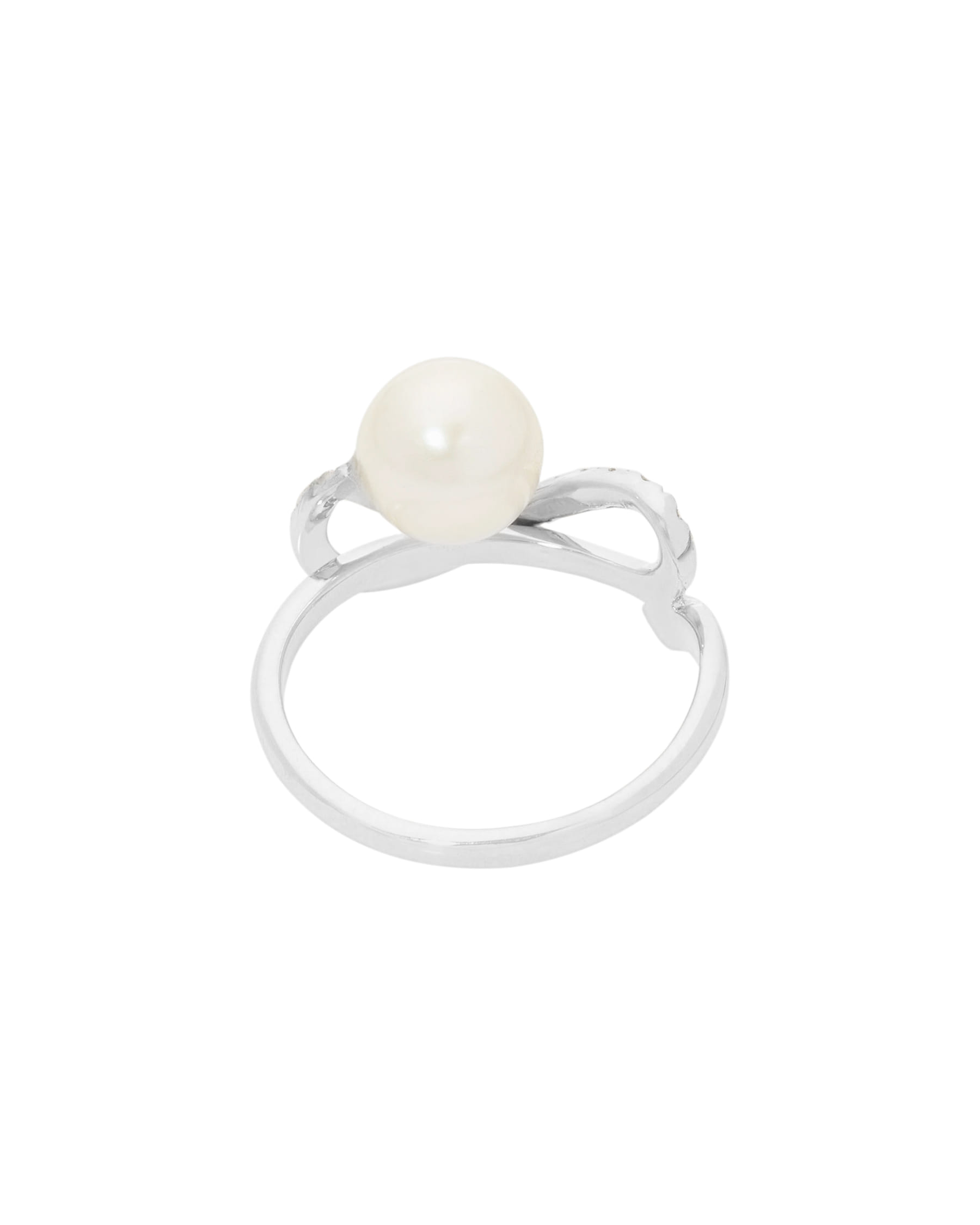 Anello comete oro bianco con diamanti e perla-3