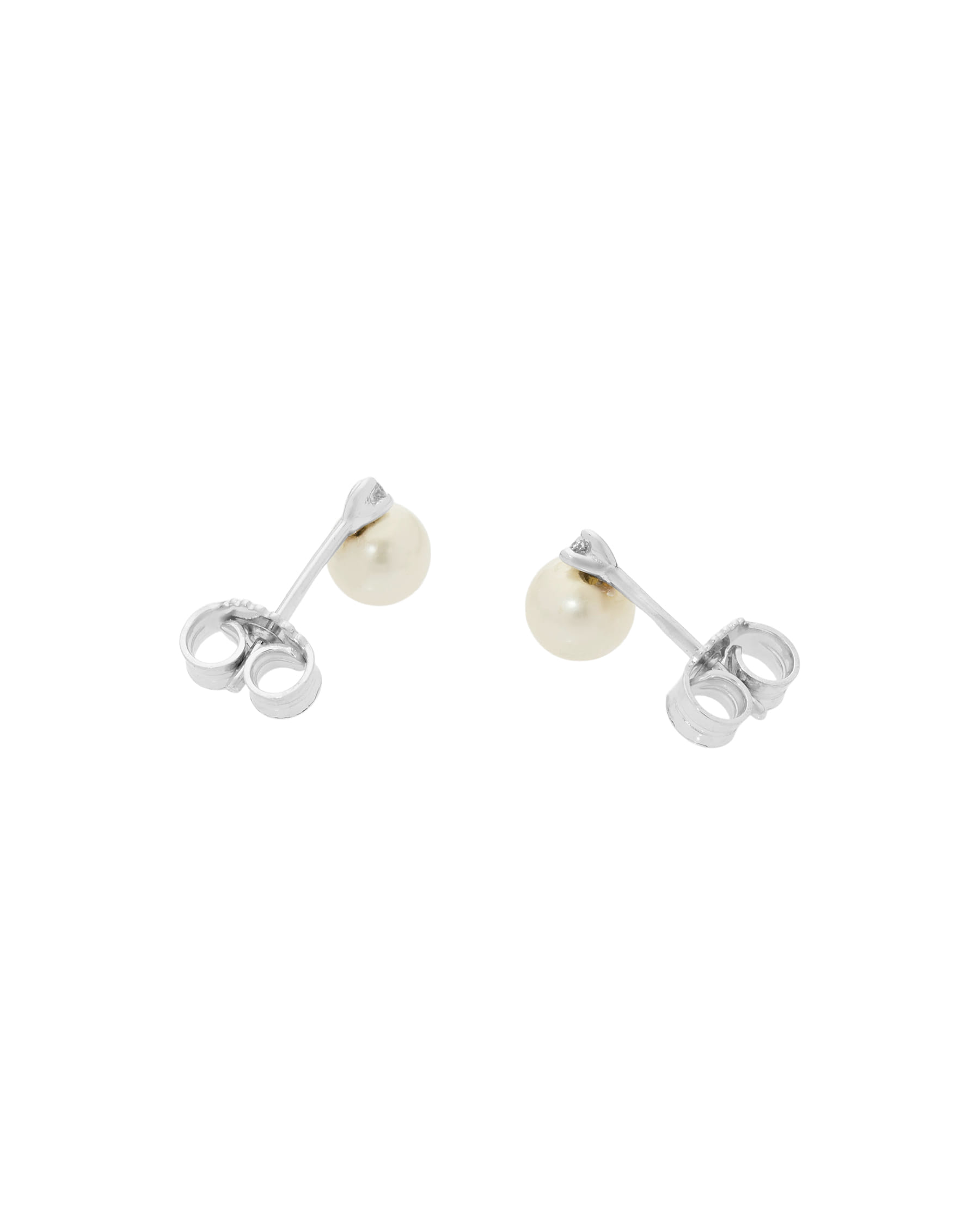 Orecchini in oro bianco con perle 5 mm e diamanti-2