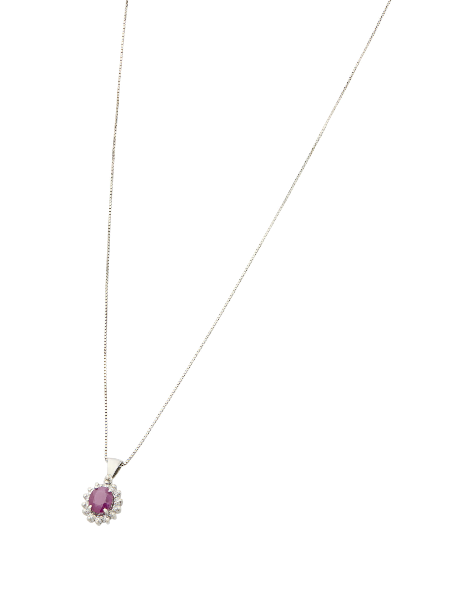 Collana in oro bianco con ciondolo rubino e diamanti-1