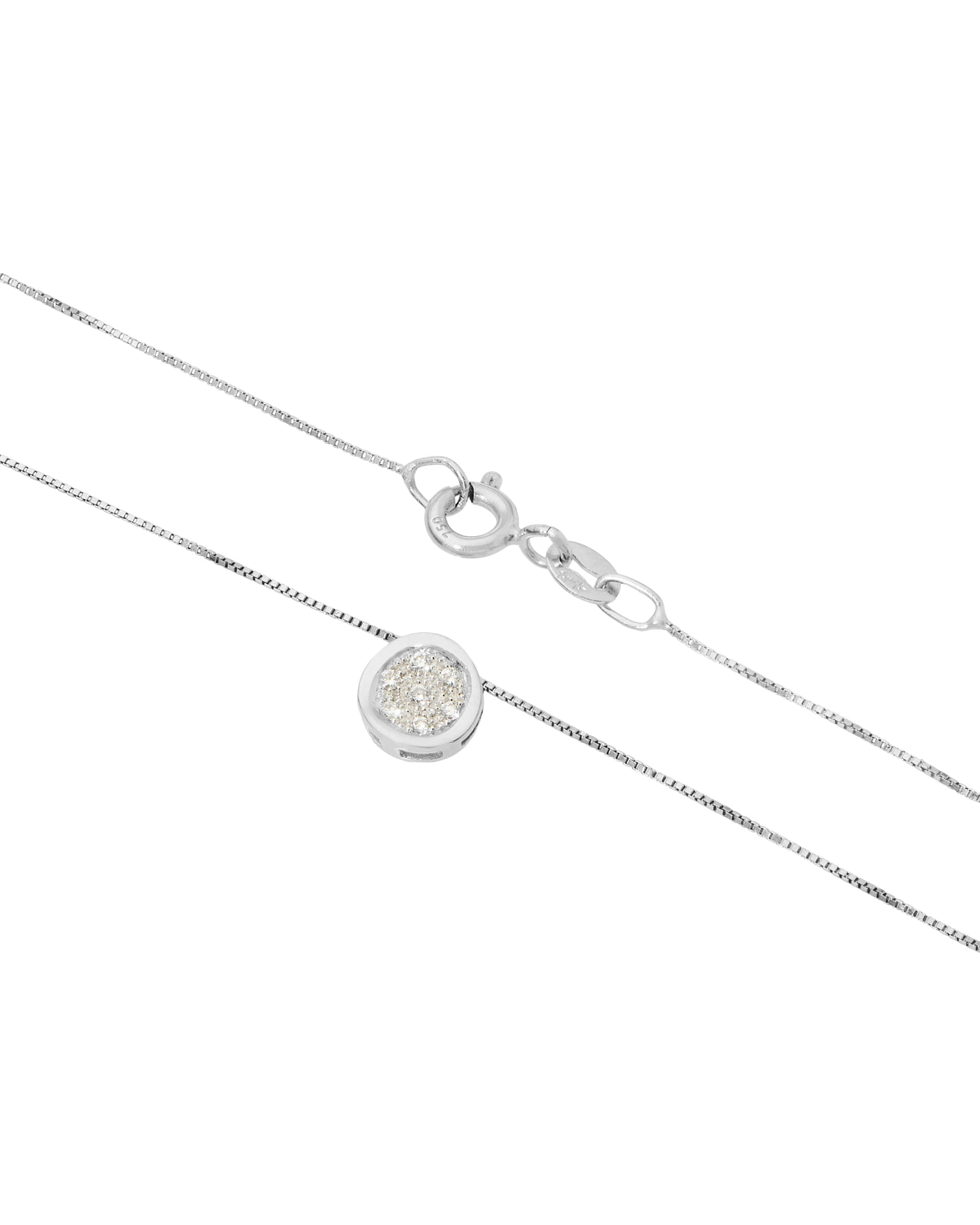 Catenina in oro bianco con bottone punto luce-2