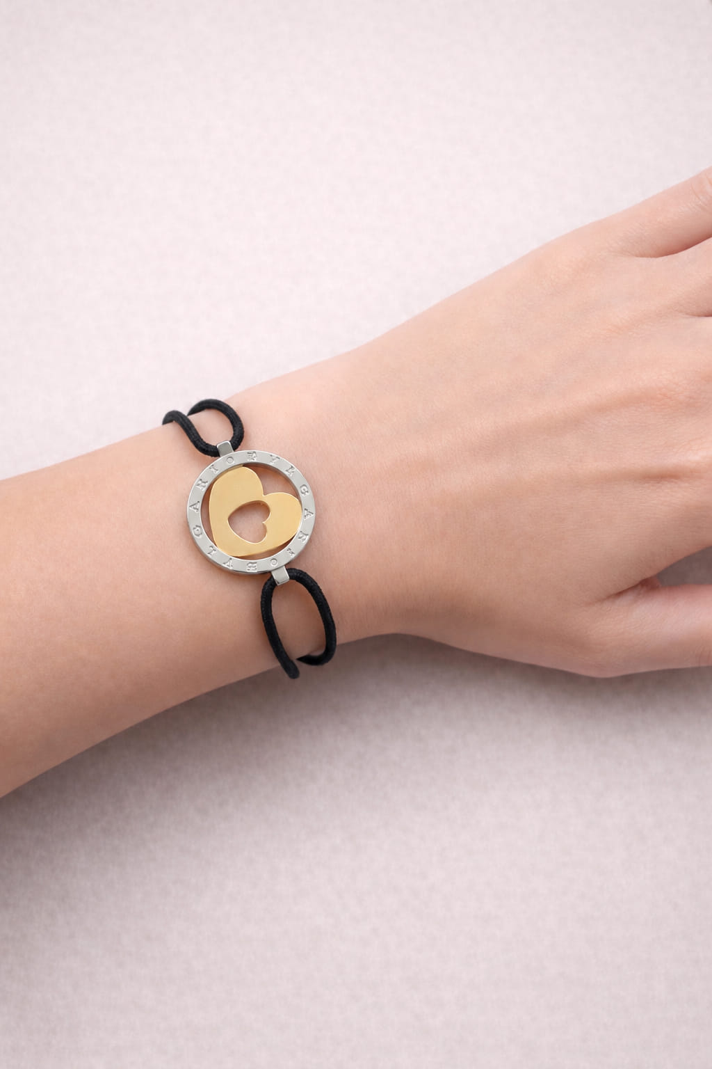 Bracciale bulgari cuore in acciaio e oro giallo-4