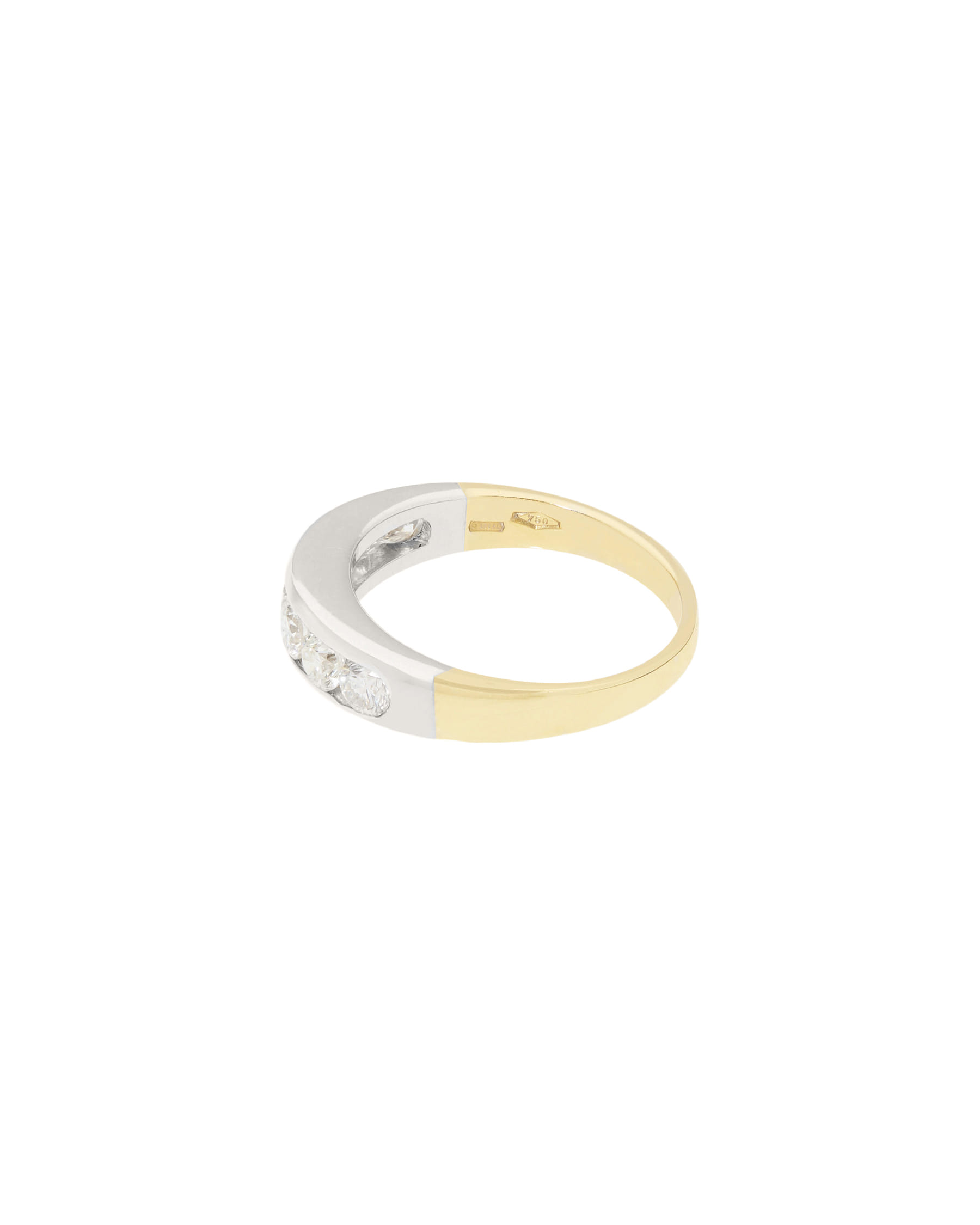 Anello veretta in oro giallo e bianco con diamanti 0,70 ct-2