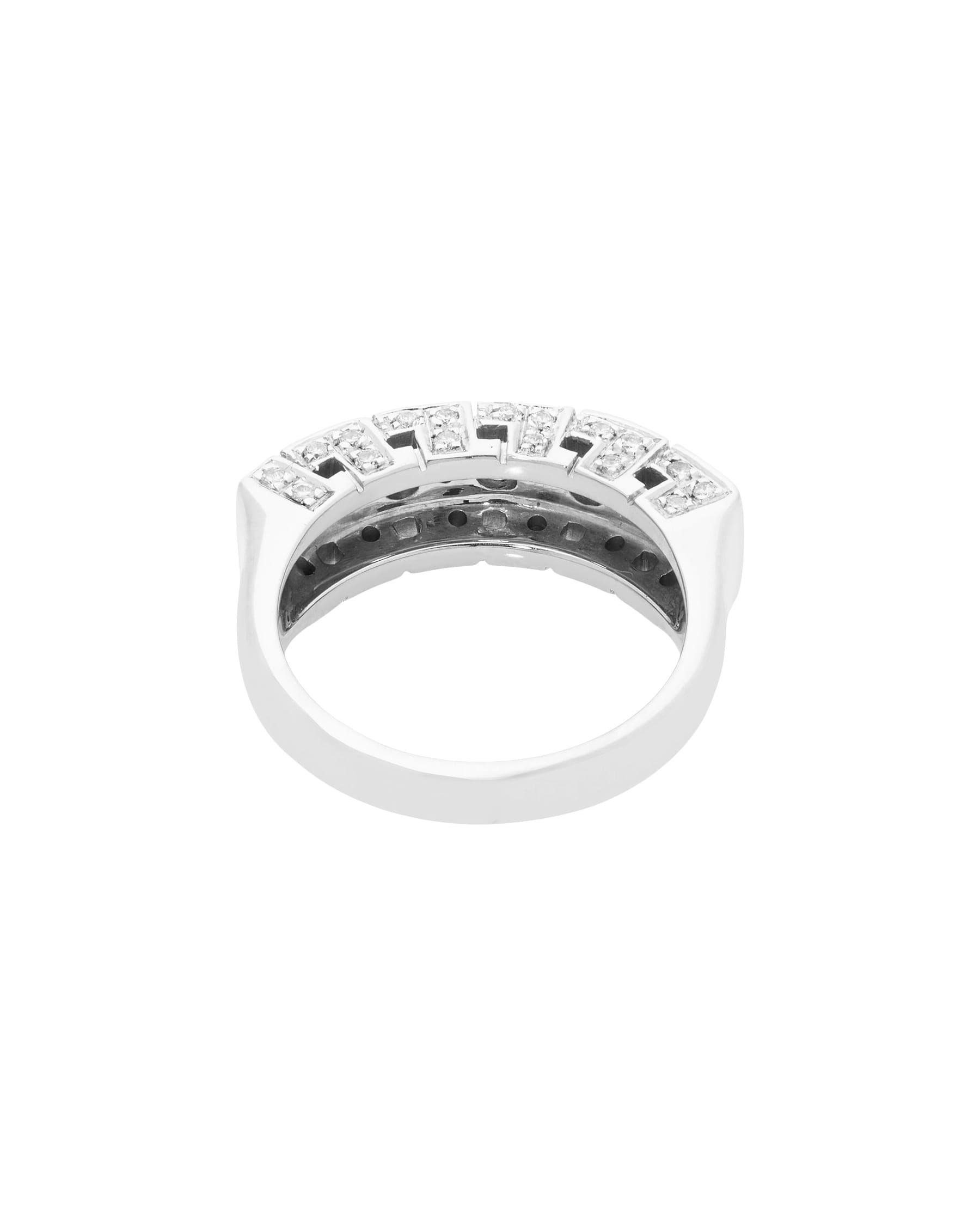Anello fascia riviera in oro bianco con diamanti e smeraldi-3
