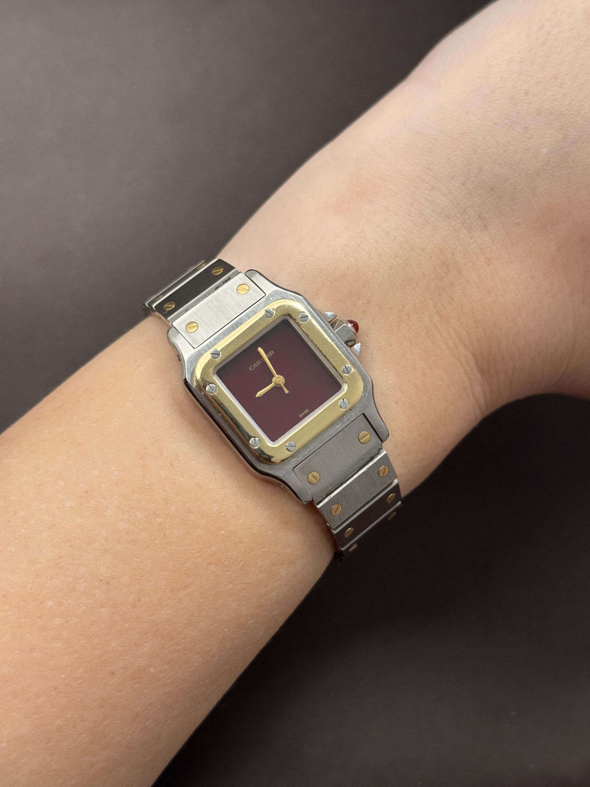 Cartier santos lady burgundy dial ref 0902-9
