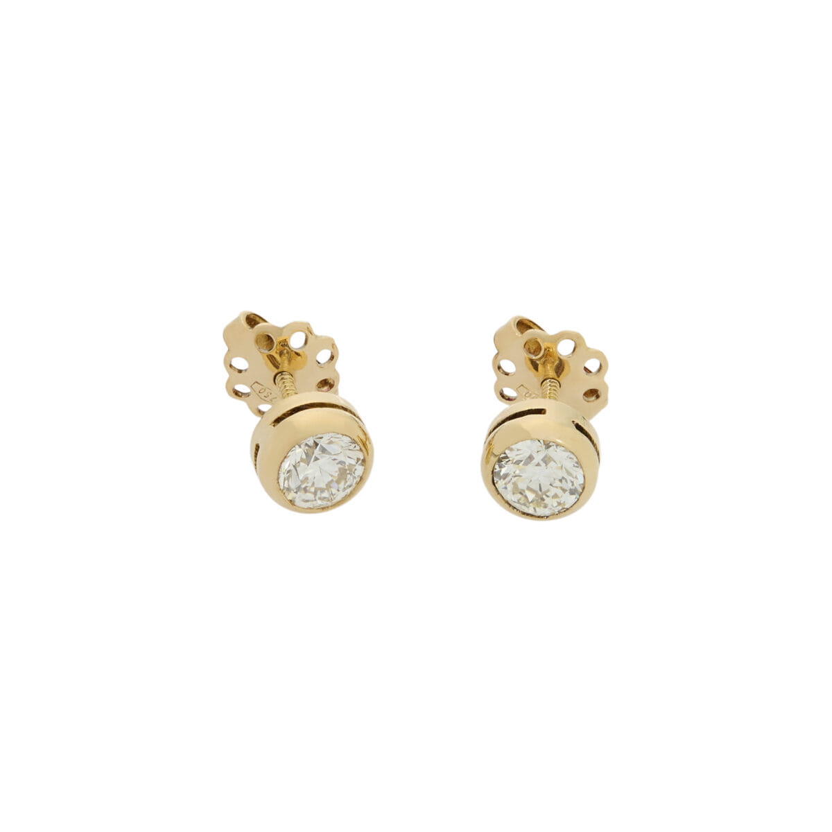 Orecchini punto luce cipollino in oro giallo con diamanti 1,00 ct-1