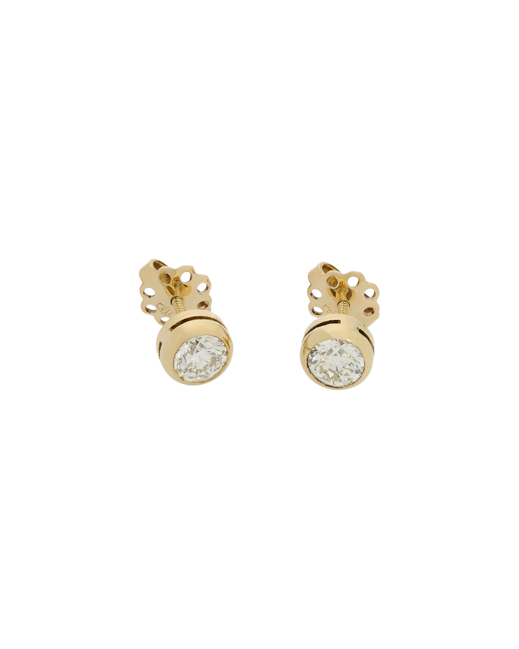 Orecchini punto luce cipollino in oro giallo con diamanti 1,00 ct-1