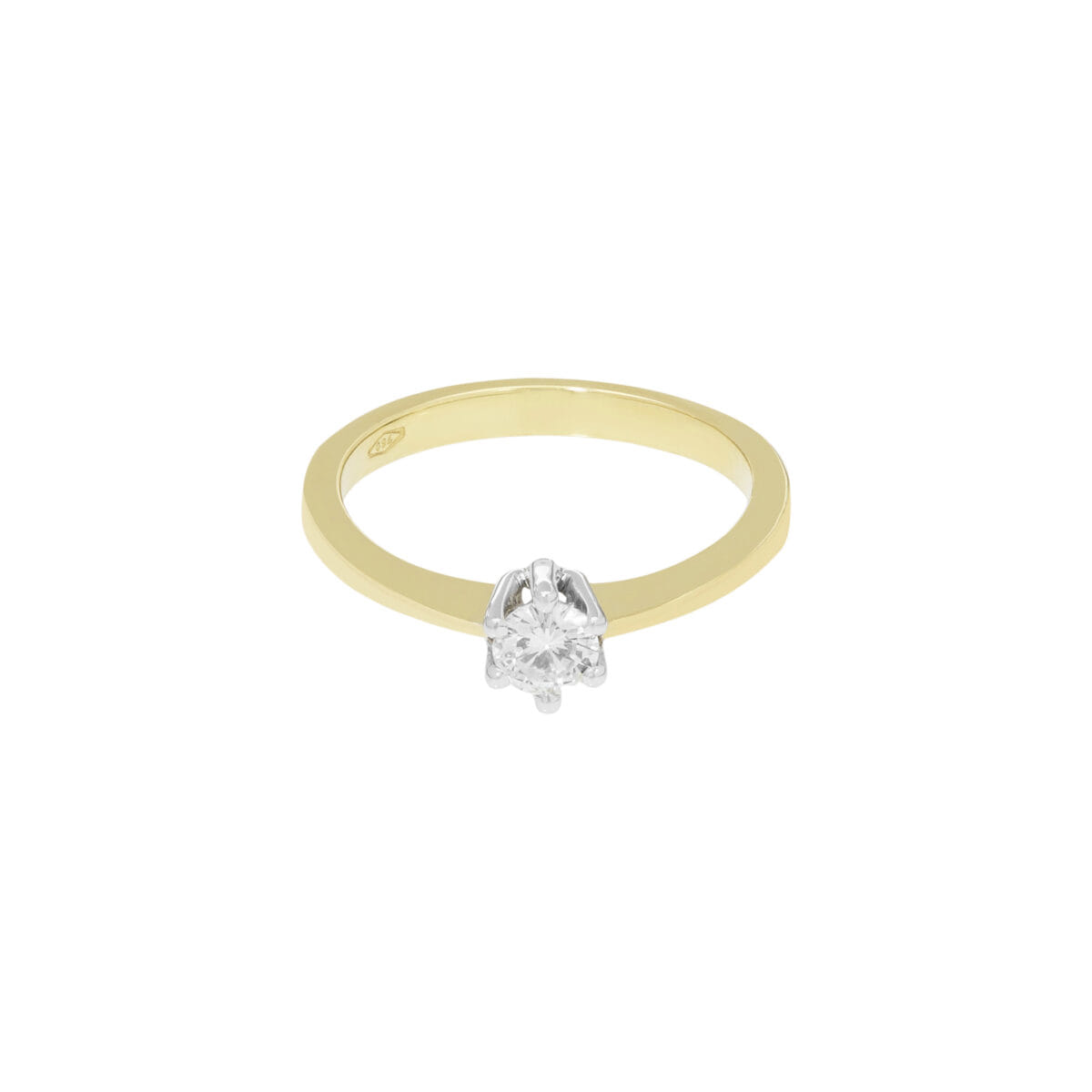 Anello solitario in oro giallo e bianco con diamante 0,34 ct-1
