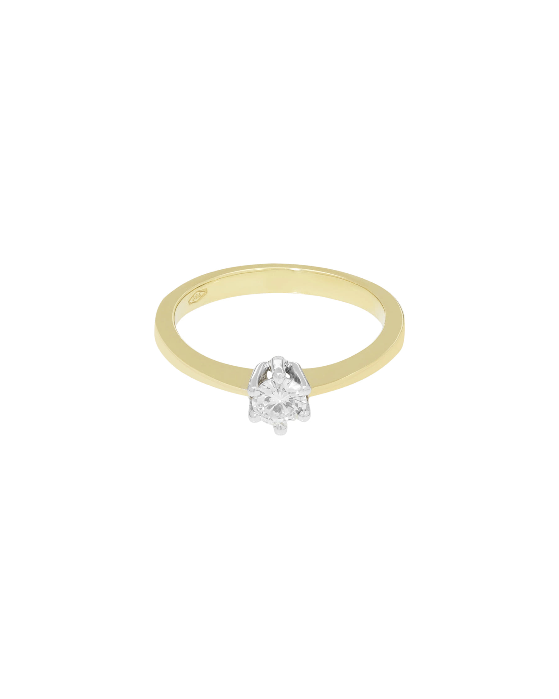 Anello solitario in oro giallo e bianco con diamante 0,34 ct-1