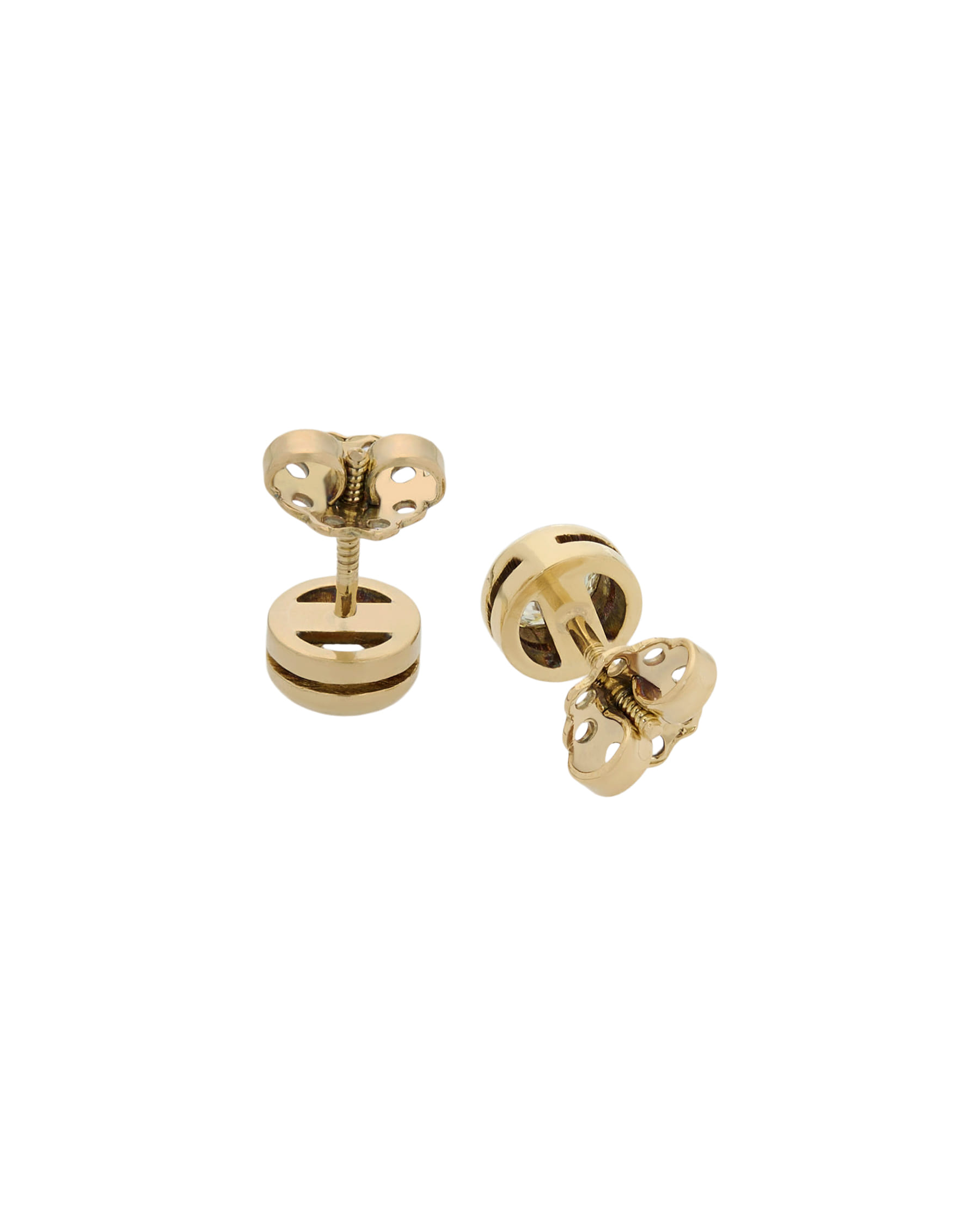 Orecchini punto luce cipollino in oro giallo con diamanti 1,00 ct-2