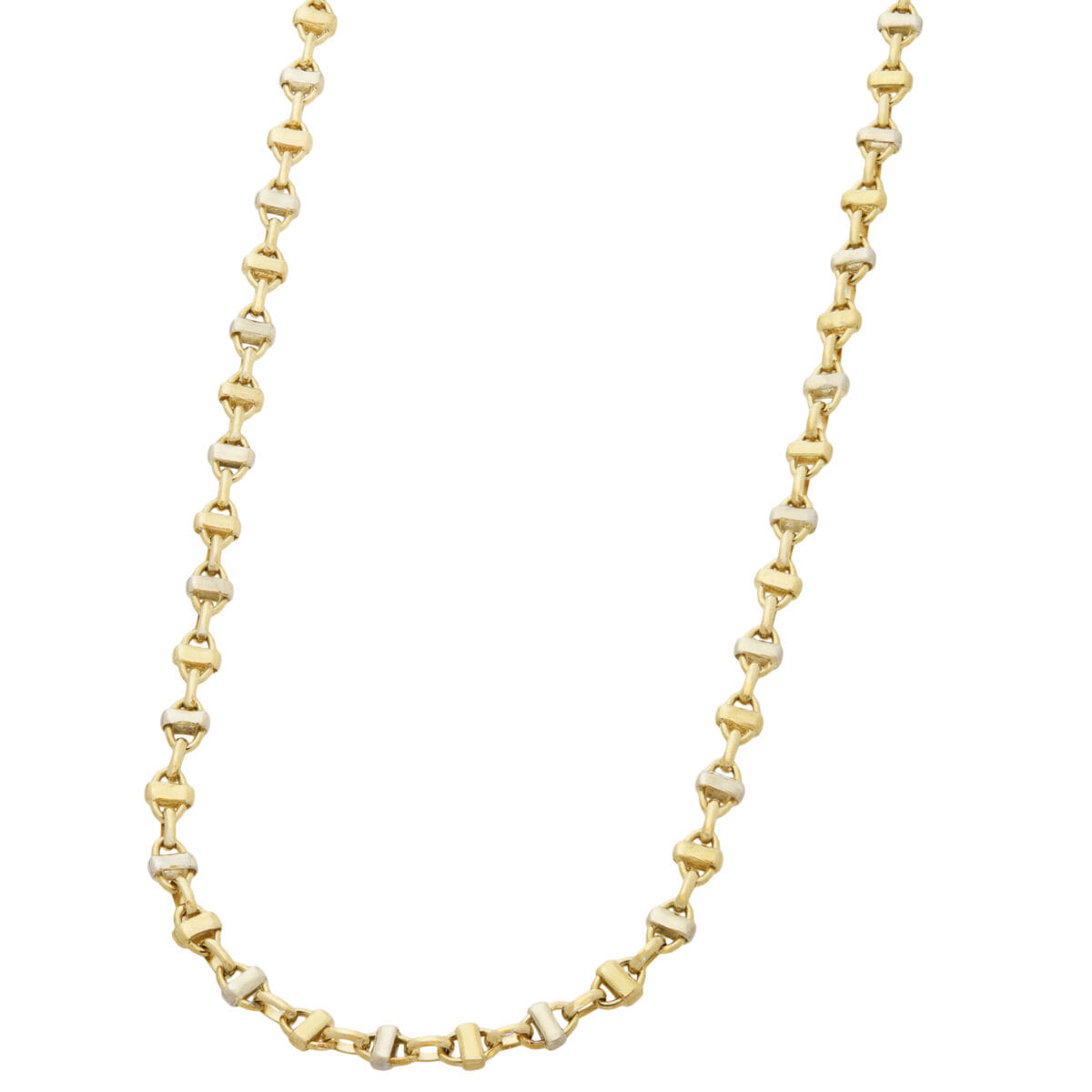 Collana casato maglia marina in oro giallo e bianco alternati-1