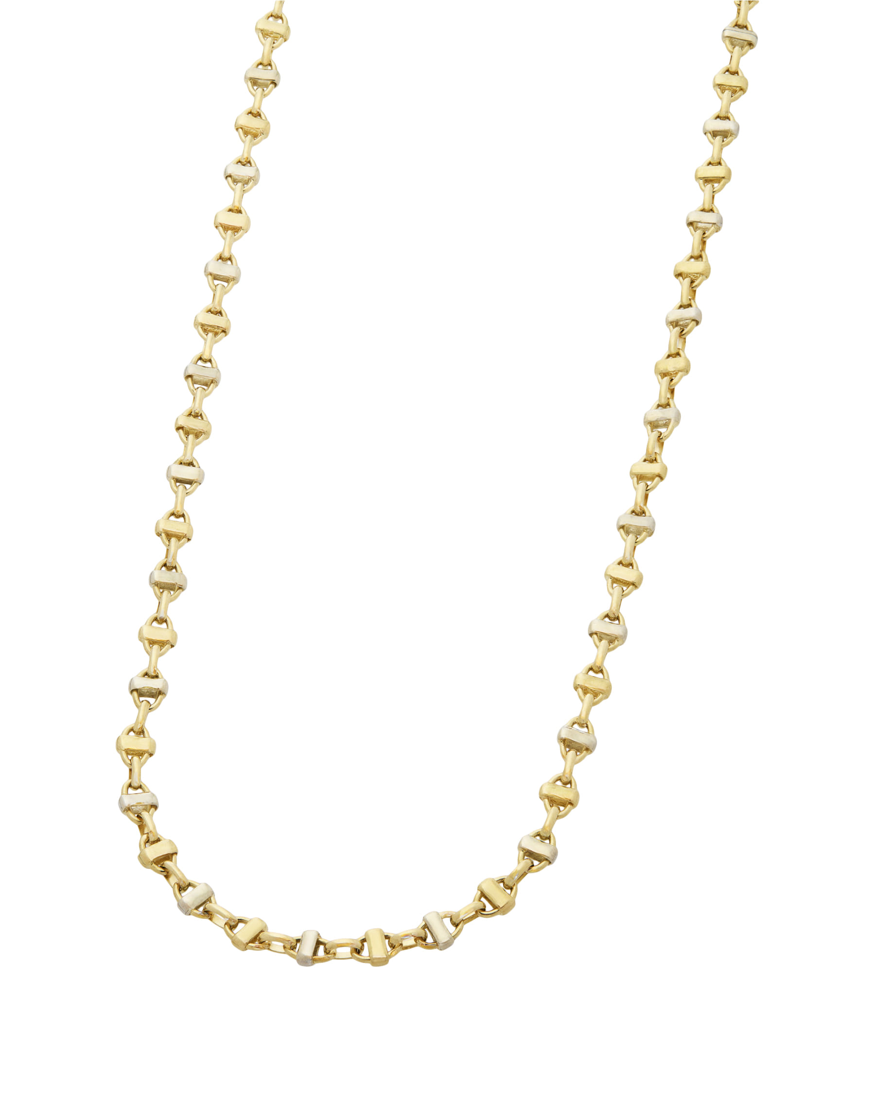 Collana casato maglia marina in oro giallo e bianco alternati-1