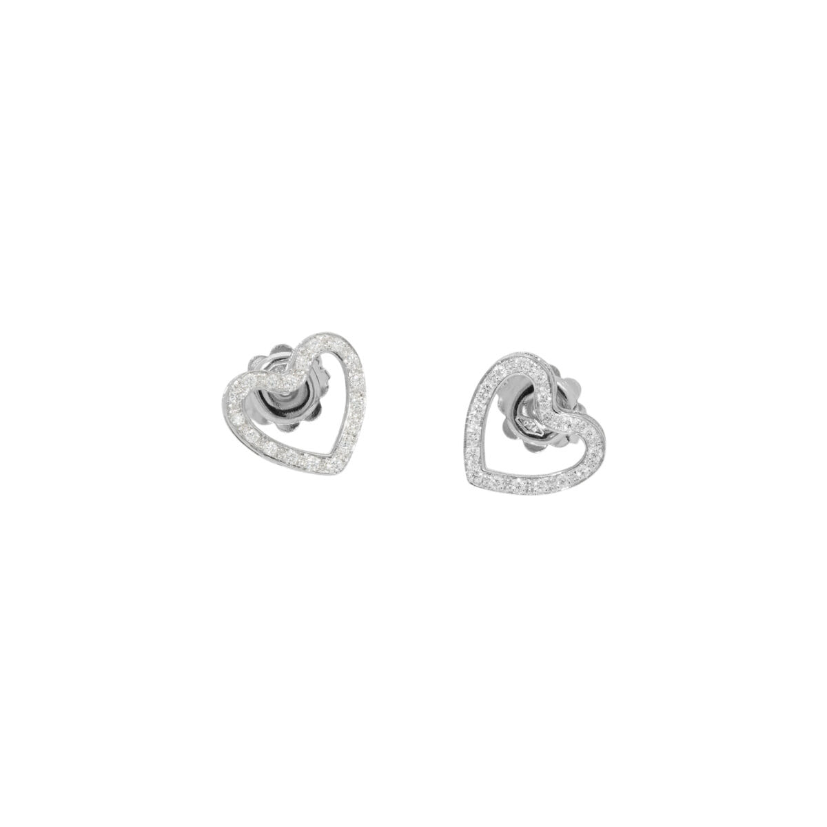 Orecchini cuore in oro bianco con diamanti-1