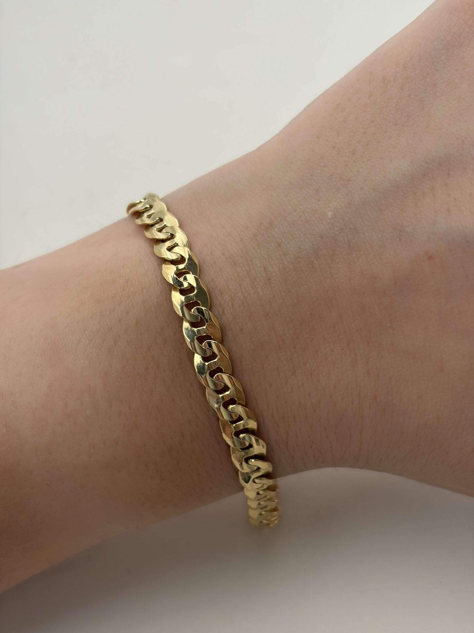 Bracciale oro giallo maglia marinara piatta sfaccettata-3