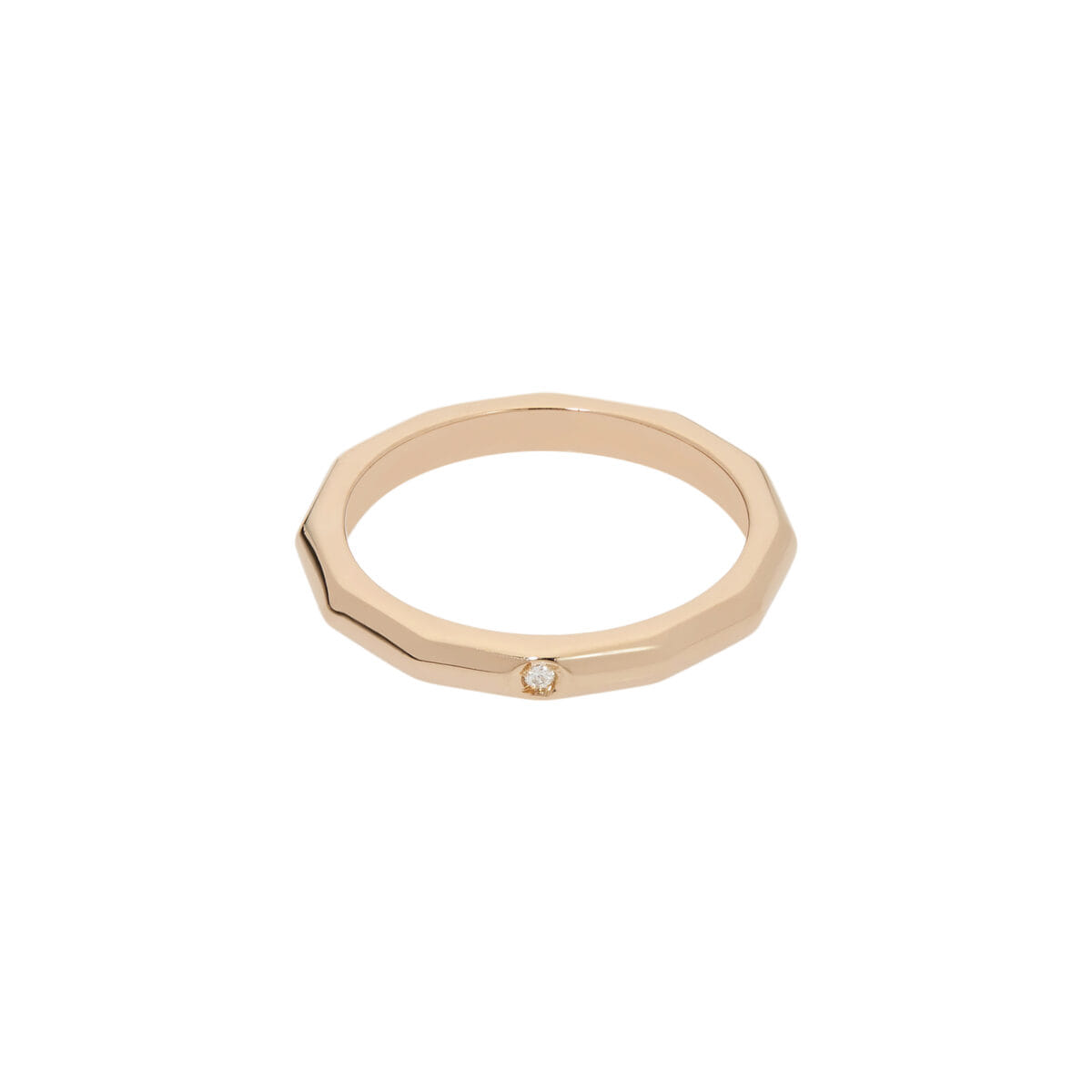 Fede geometrica in oro rosa con diamante-1