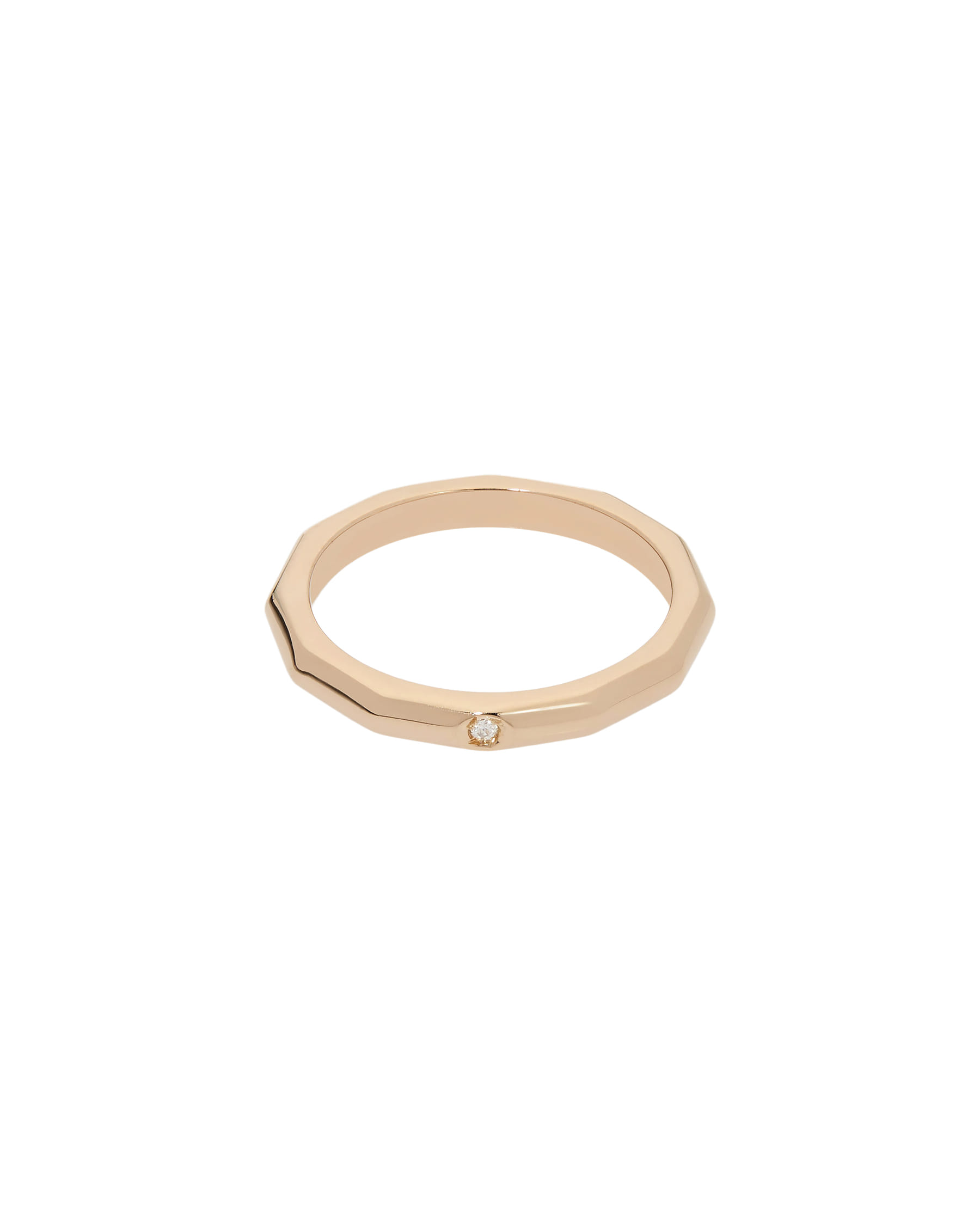 Fede geometrica in oro rosa con diamante-1