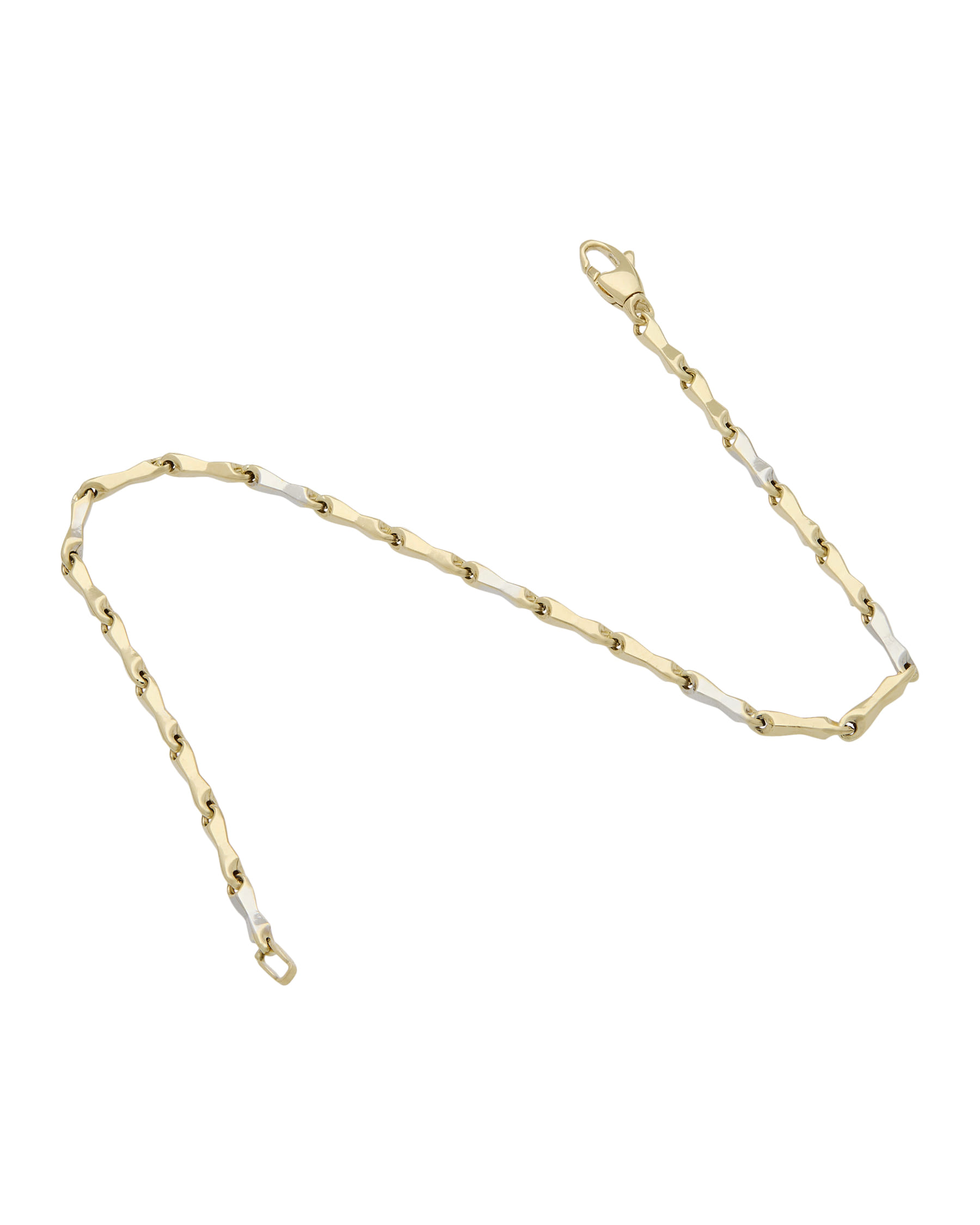 Bracciale chicchi di riso in oro giallo e bianco-2