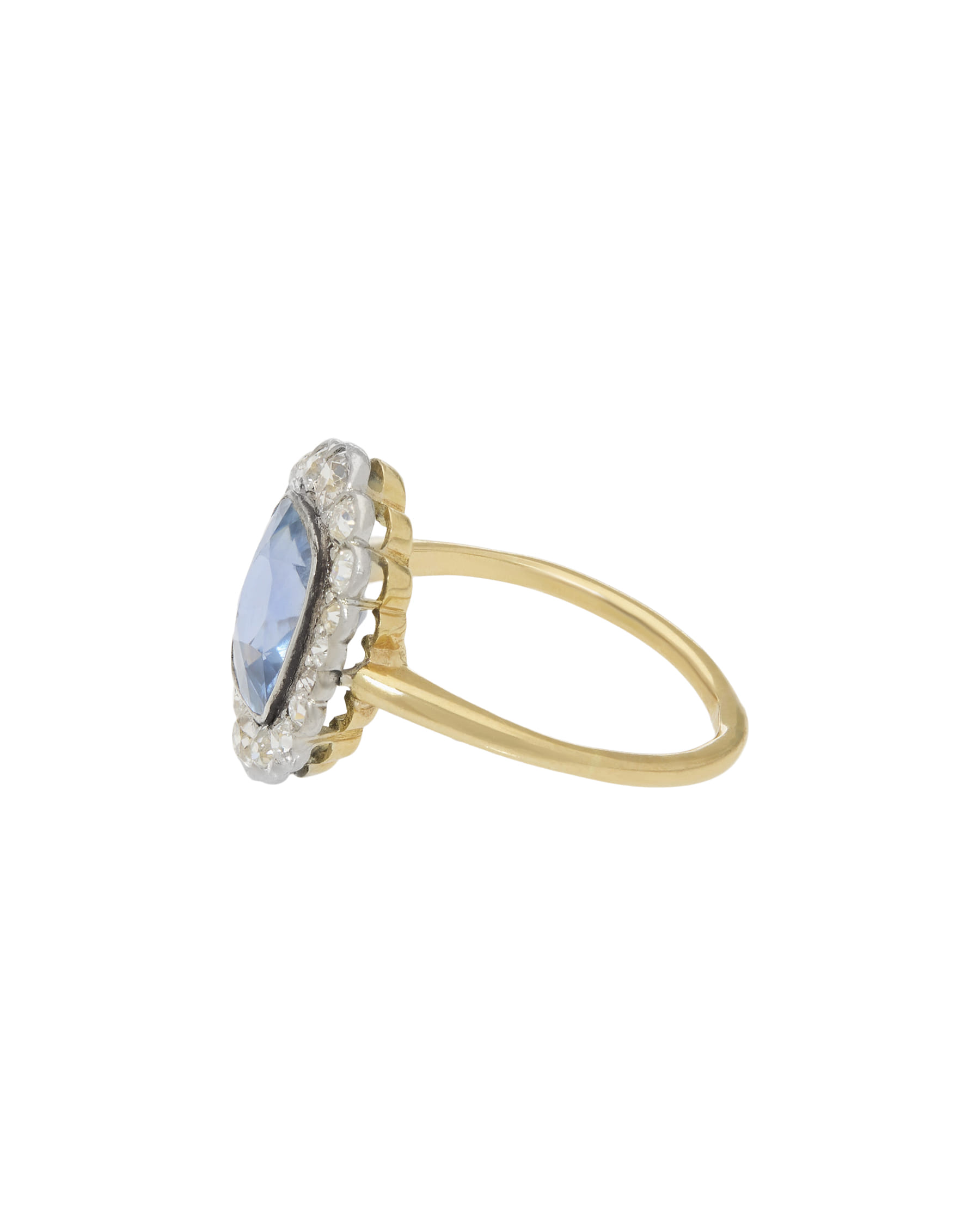Anello in oro bianco e giallo con zaffiro e diamanti-2
