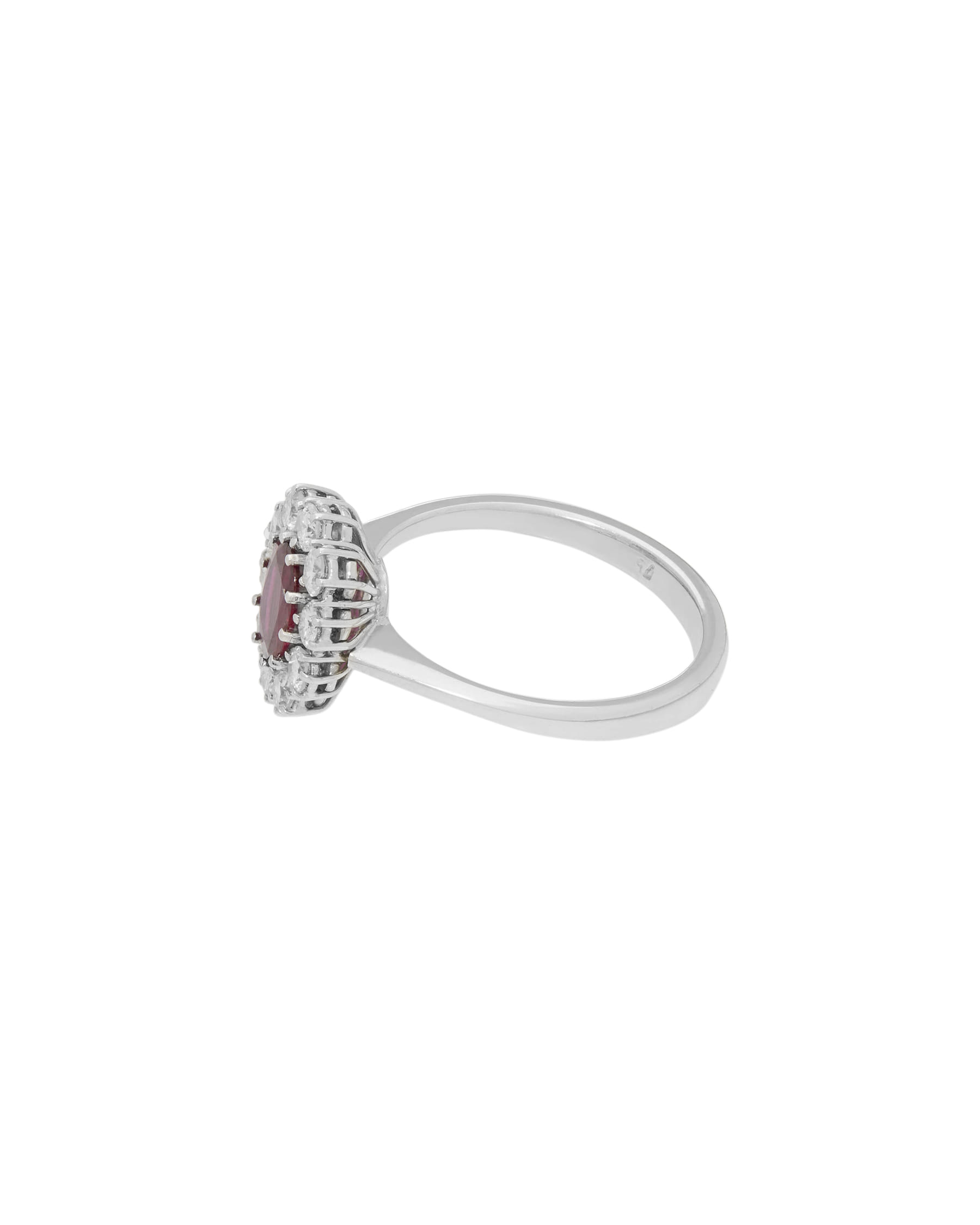 Anello fiore in oro bianco con rubino 0,40 ct e diamanti-2