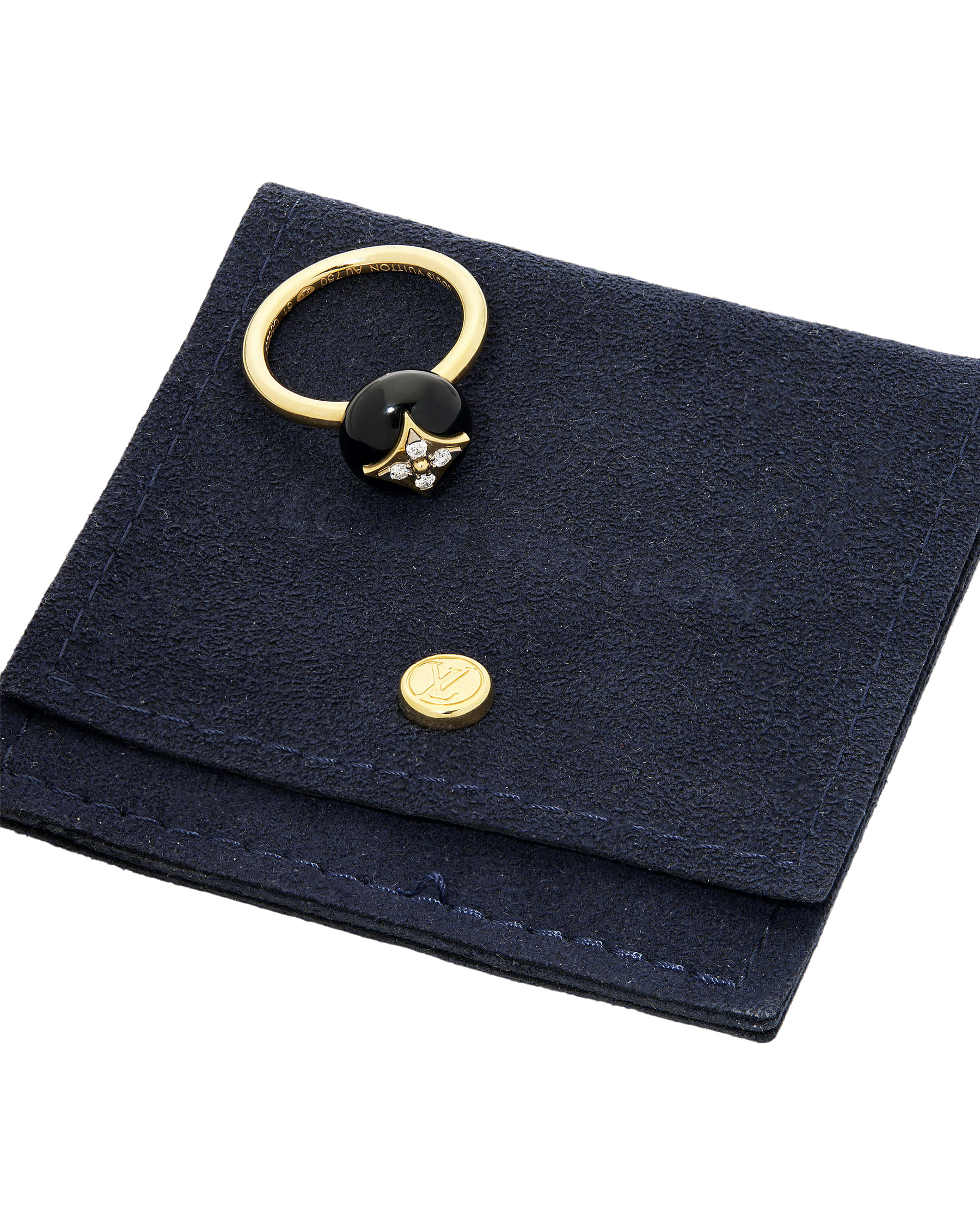 Anello louis vuitton b. blossom in oro giallo, onice e diamanti-4