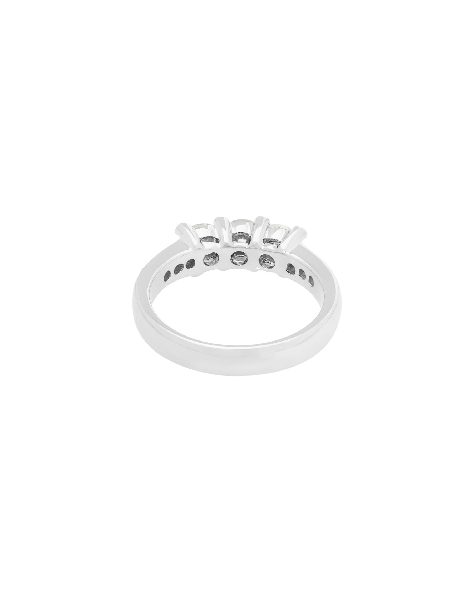 Anello trilogy in oro bianco con diamanti sul gambo-3