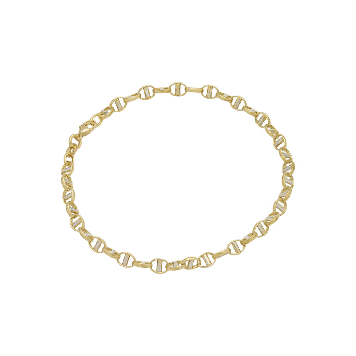 Bracciale maglia marina in oro giallo e bianco-1