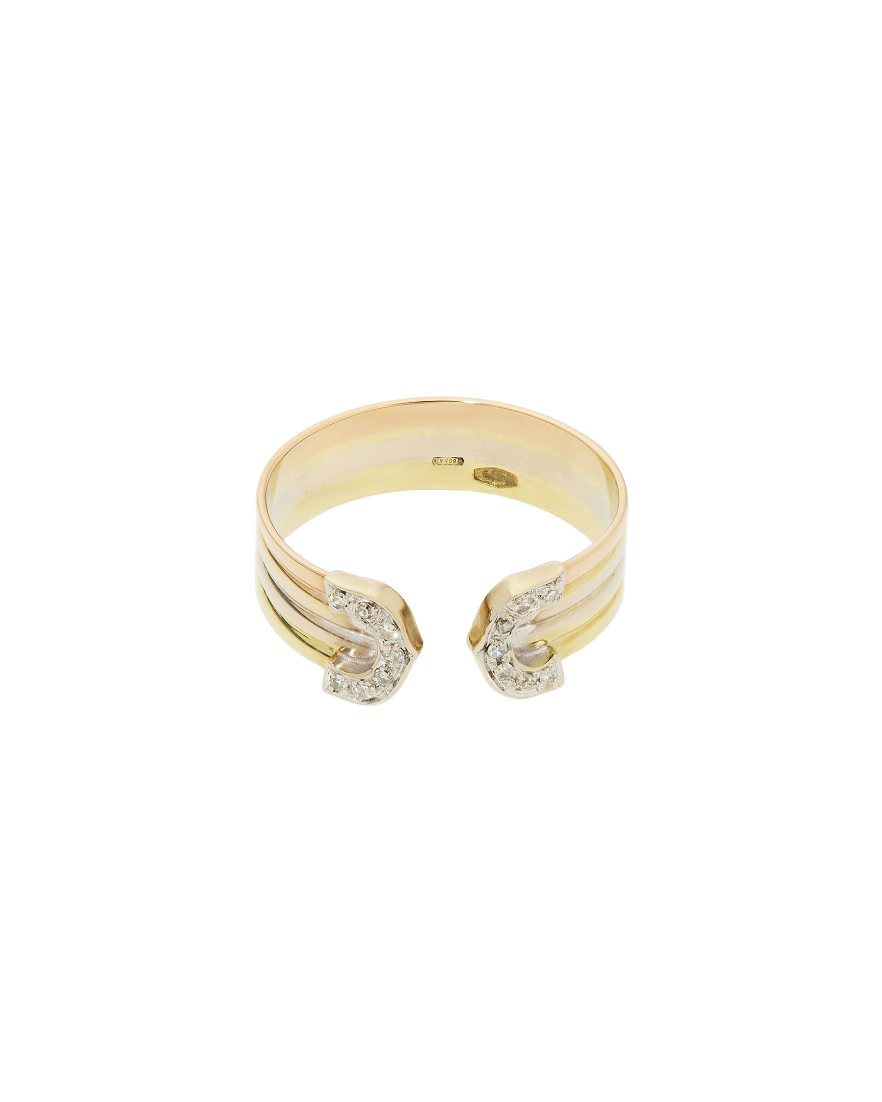 Anello fascia doppia c 3 ori con diamanti-1