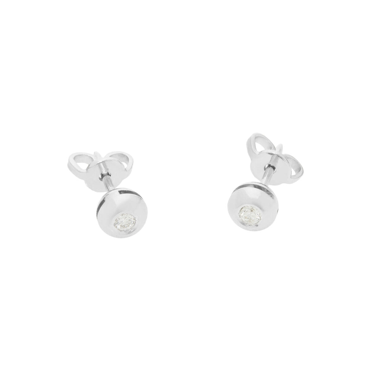 Orecchini punto luce cipollino in oro bianco e diamanti 0,12 ct-1