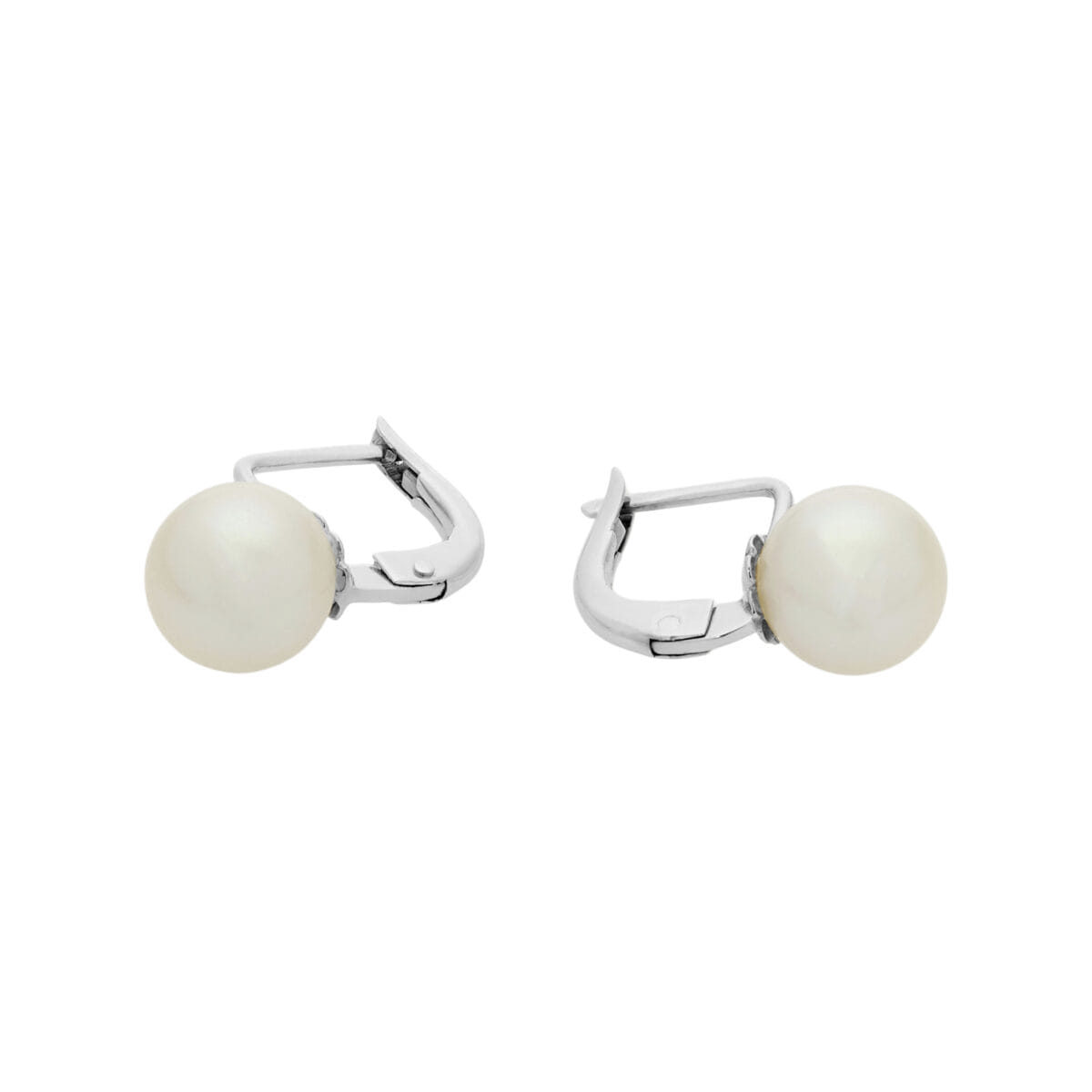Orecchini a clip in oro bianco con perle 8,10 mm-1