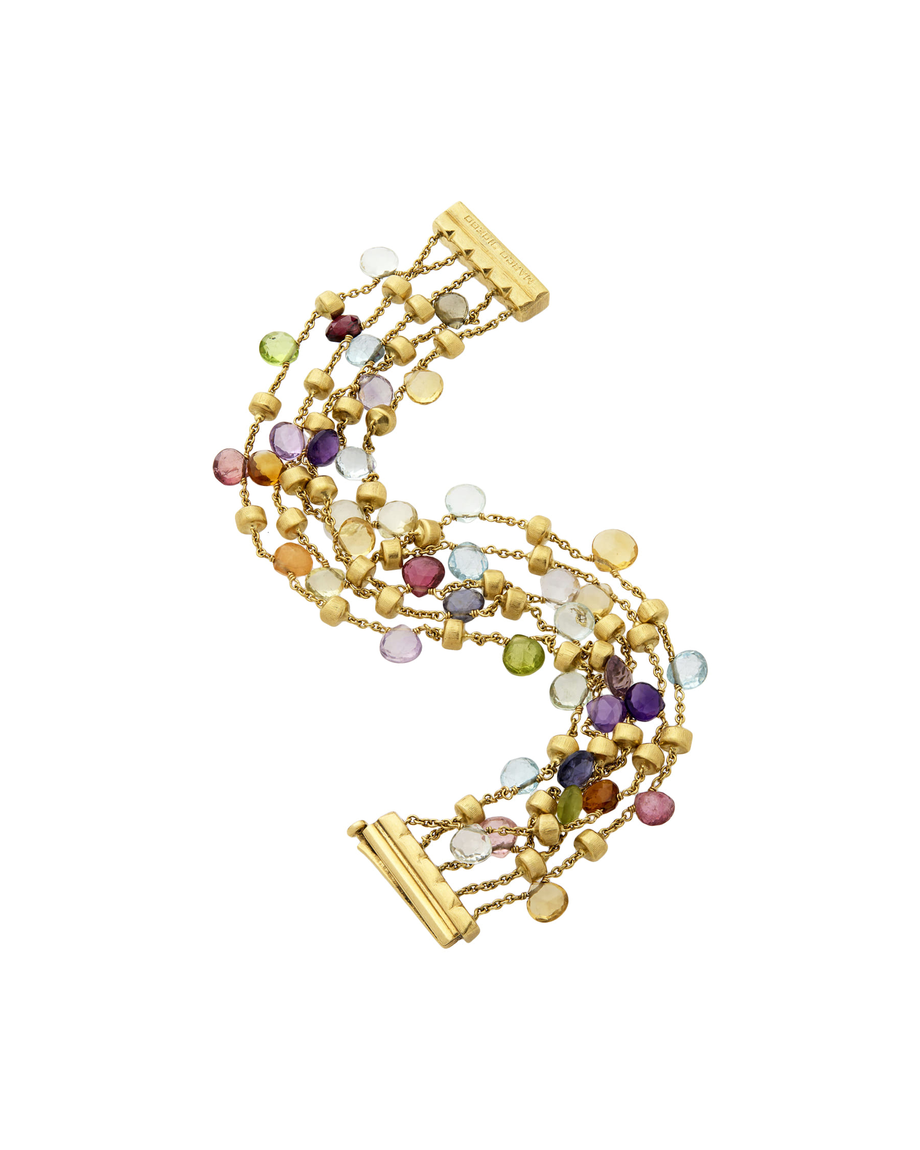Bracciale marco bicego paradise in oro giallo a 5 filli con gemme colorate-2