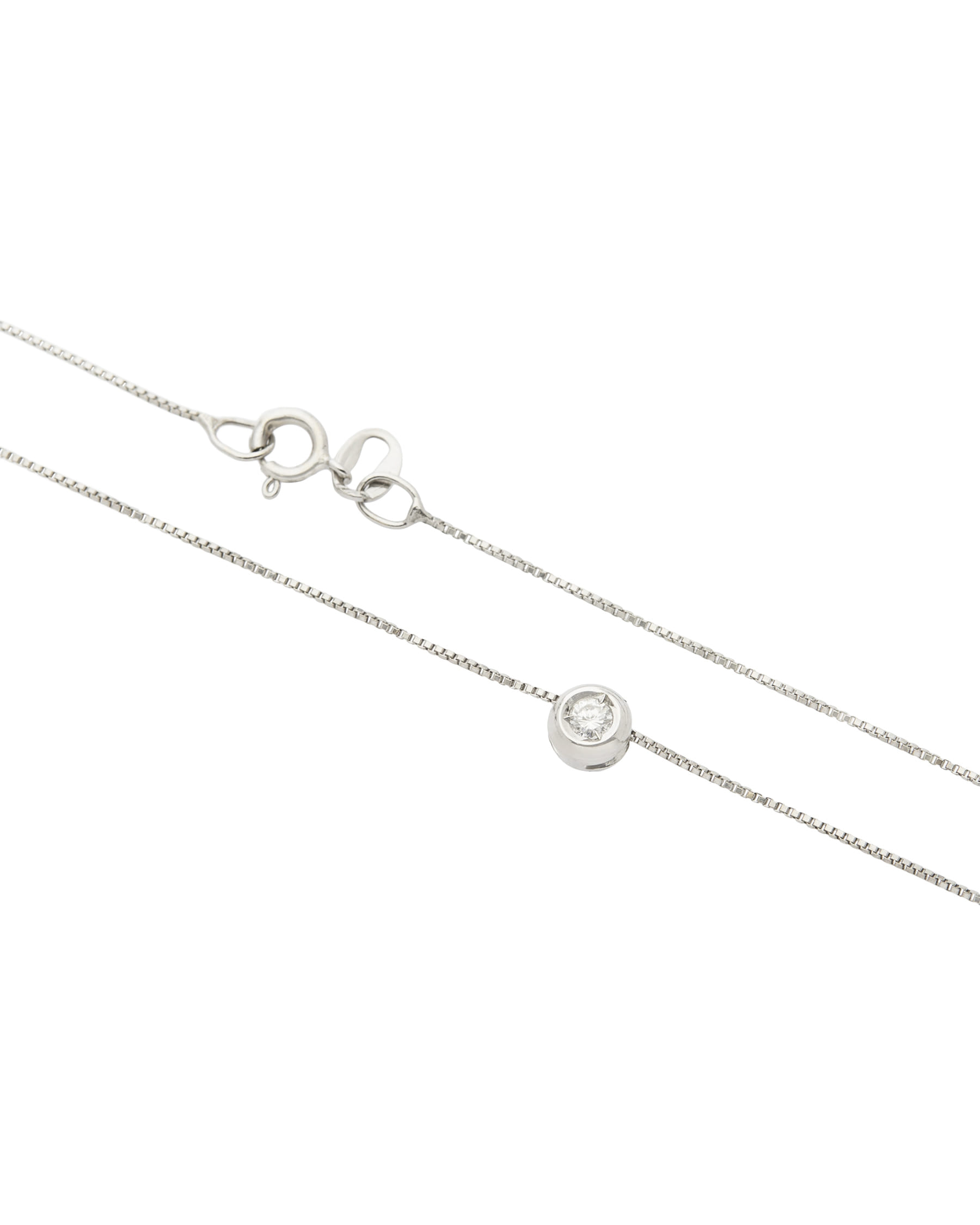 Catenina punto luce cipollino in oro bianco con diamante 0,09 ct-2