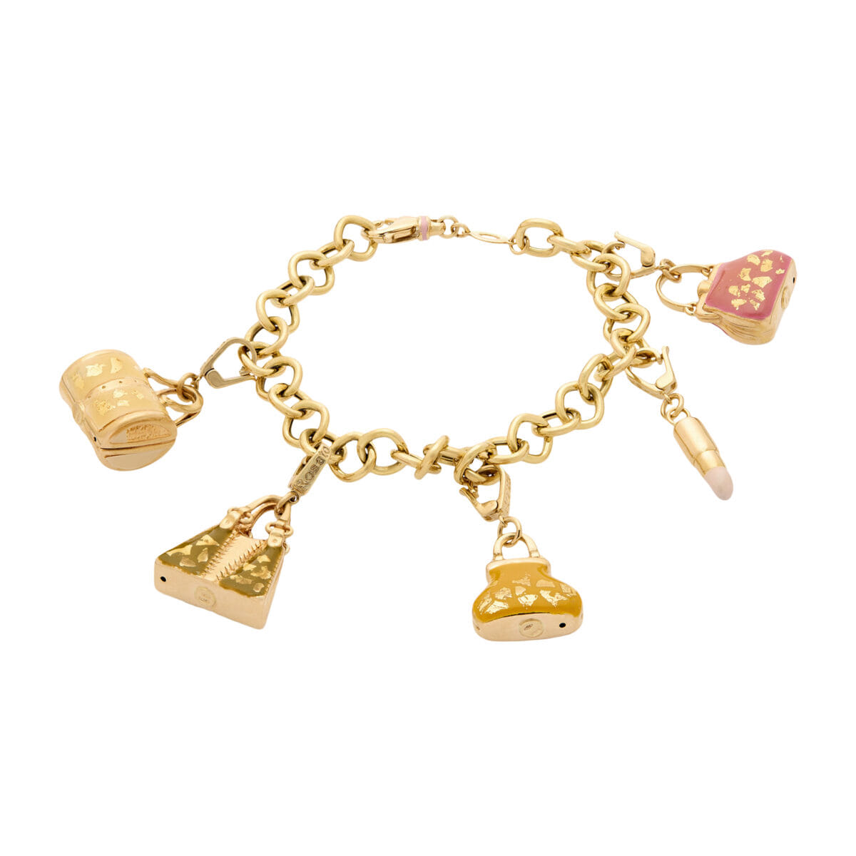 Bracciale rosato con charms in oro giallo-1