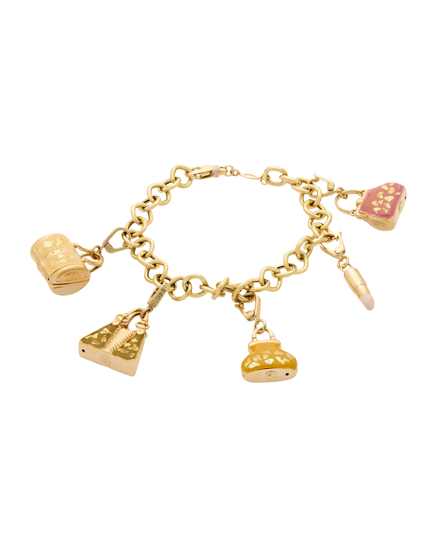 Bracciale rosato con charms in oro giallo-1