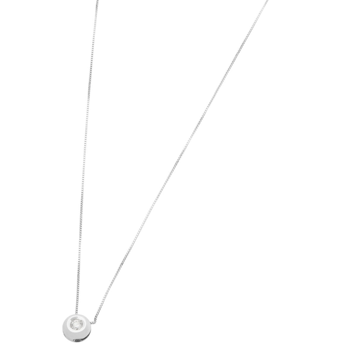 Catenina punto luce cipollino in oro bianco con diamante 0,06 ct-1